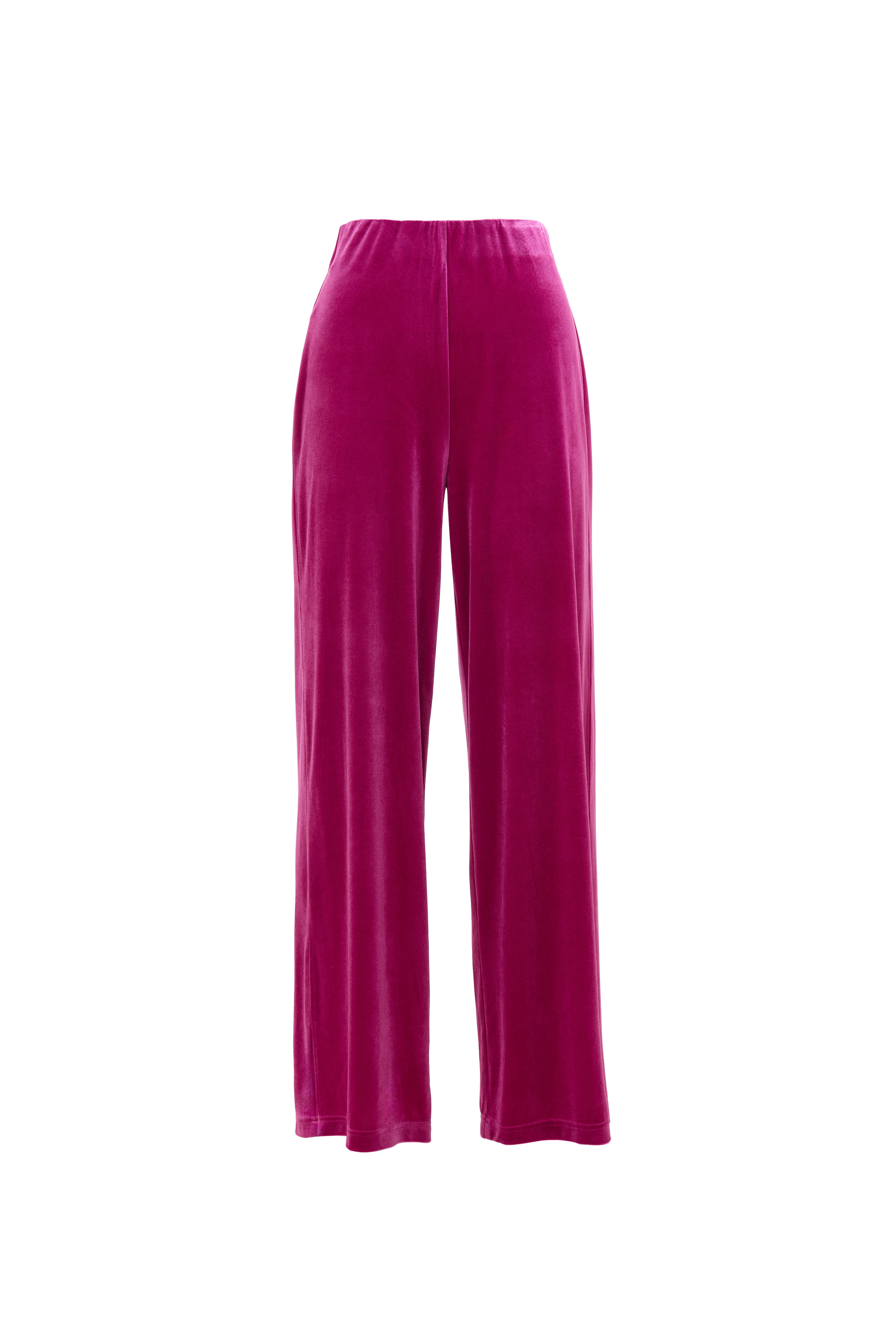 Louche Women's Pink / Purple Melvin Velvet Wide Leg Trousers - Pink In Pink/purple