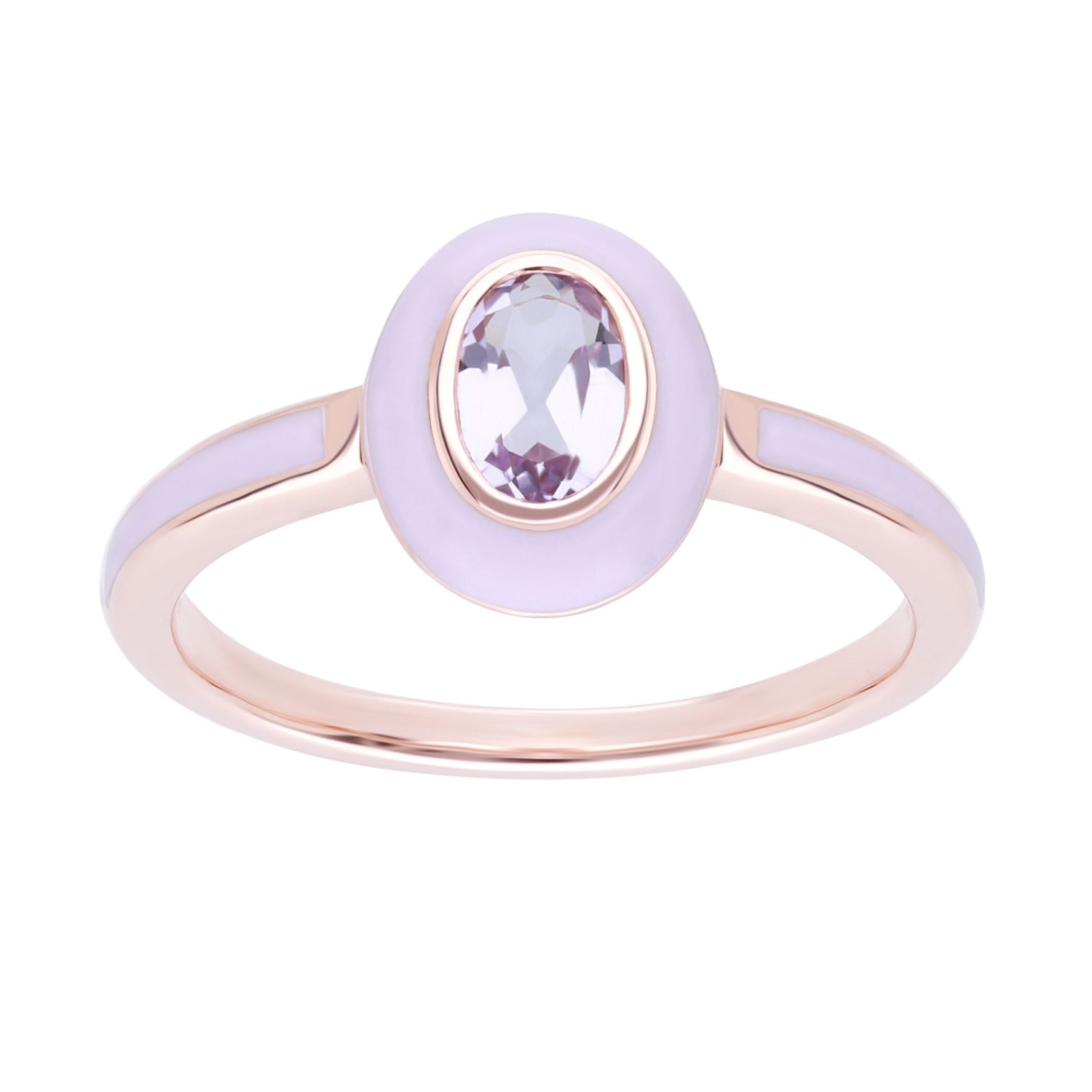 Women’s Pink / Purple Violet Enamel & Pink Amethyst Ring In Rose Gold Plated Sterling Silver Gemondo