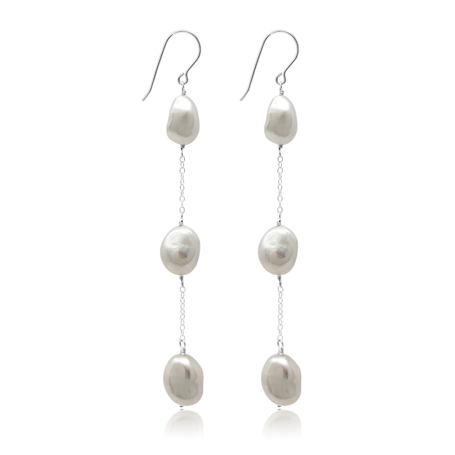 Women’s Savannah Long Drop Baroque Pearl Earrings - Silver Kiri & Belle