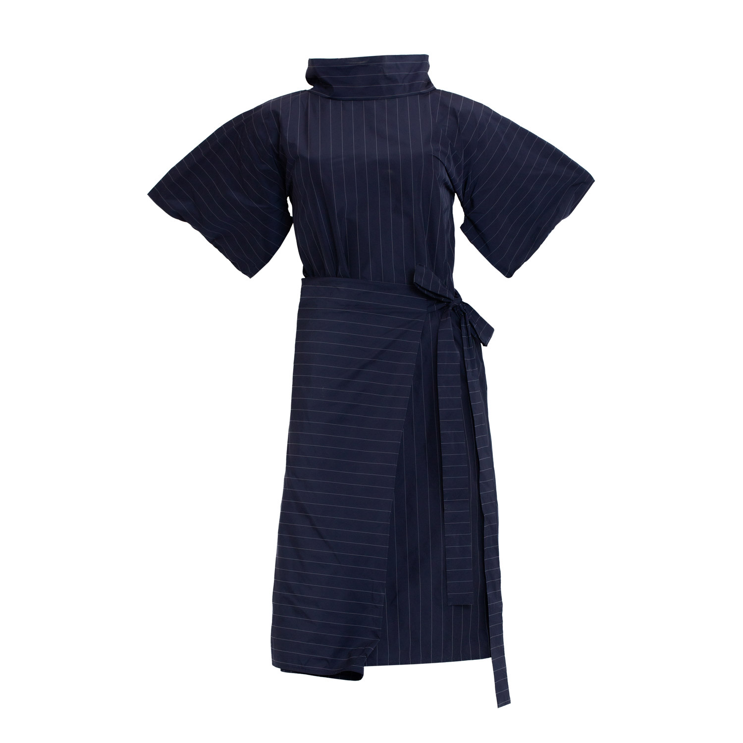 Women’s Blue Nunnery Dress In Navy Taffeta With White Stripes Extra Large Bianca Popp