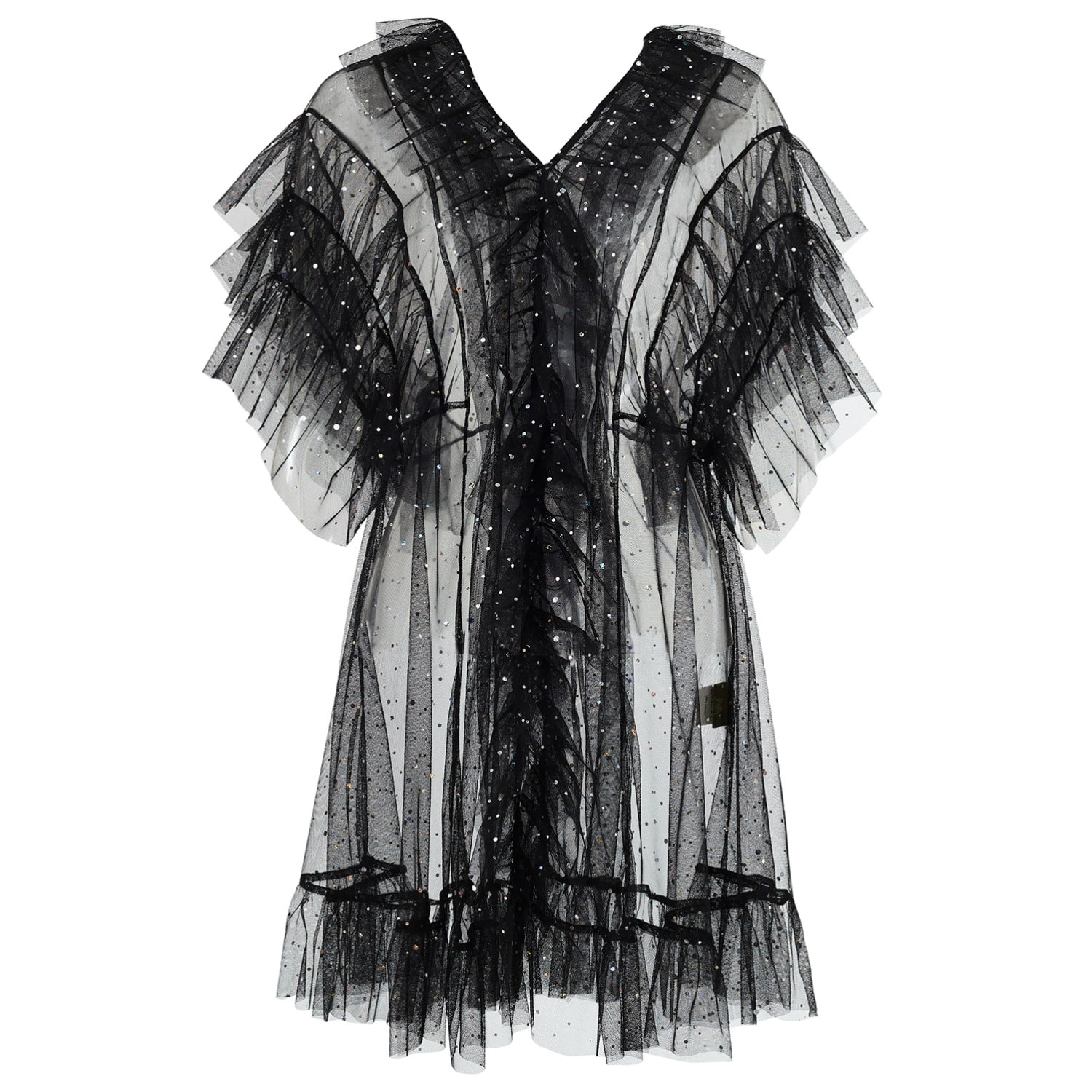 By Moumi Women's Black / Silver Tulle Babydoll Hologram In Black/silver