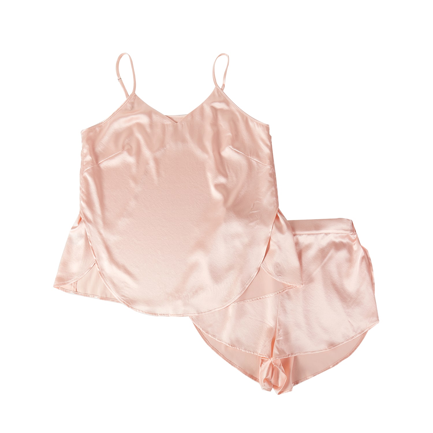 Soft Strokes Silk Women's Pink / Purple Pure Mulberry Silk Petal Camisole Top And Shorts Set, Mid-waist Pink In Pink/purple