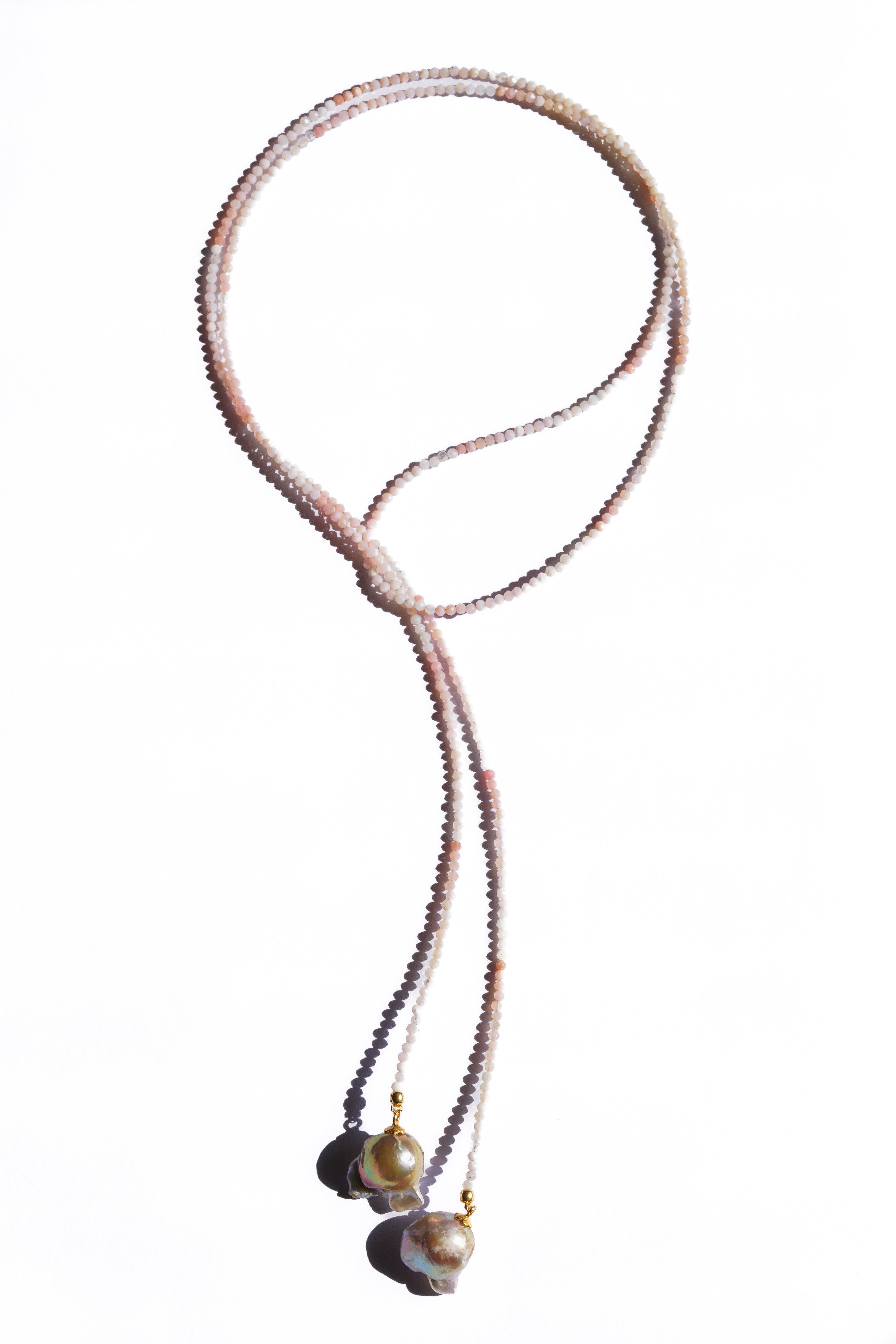 The Link Between Women's Gold Celestina Baroque Drop Opal Open Ended Necklace Lariat In Gold