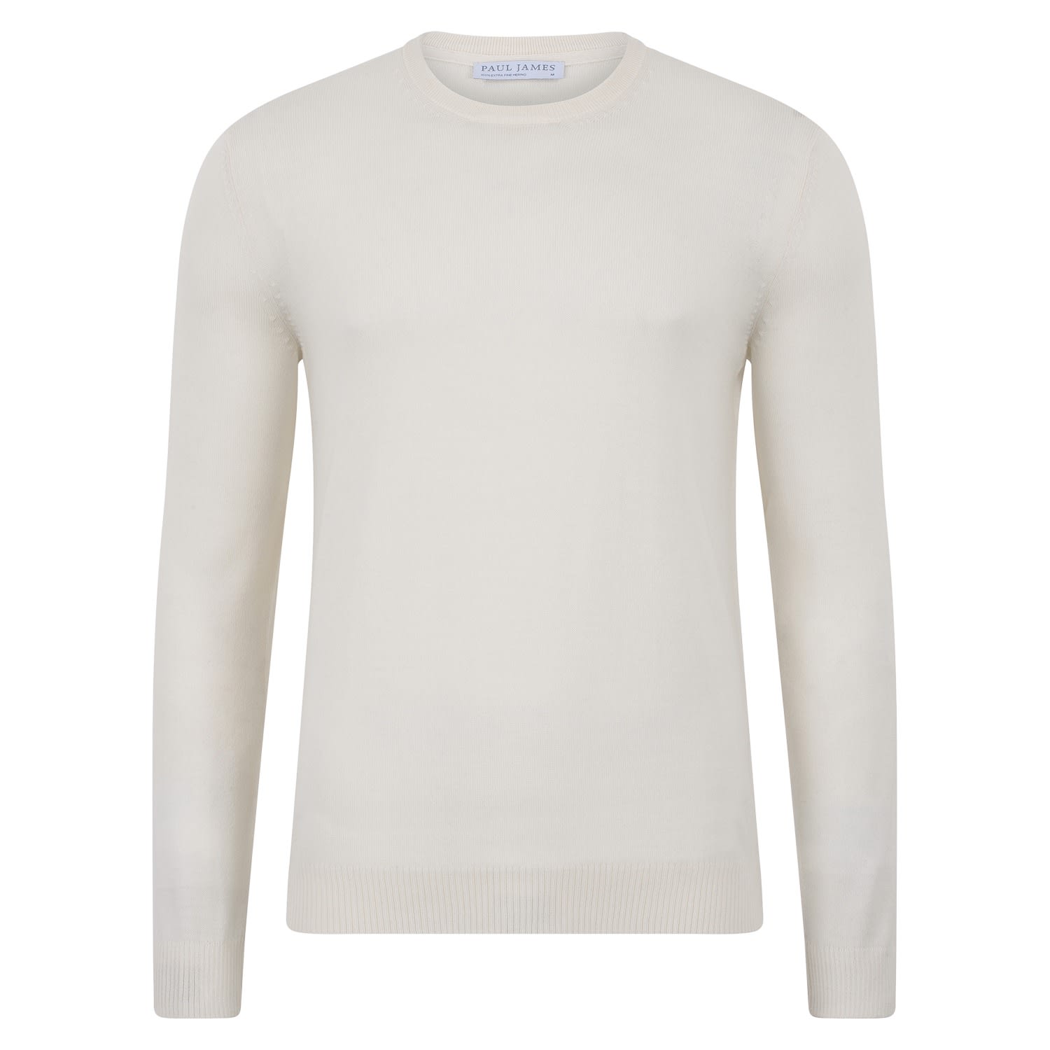 Paul James Knitwear Mens Extra Fine Merino Wool Callington Crew Neck Jumper - White In White