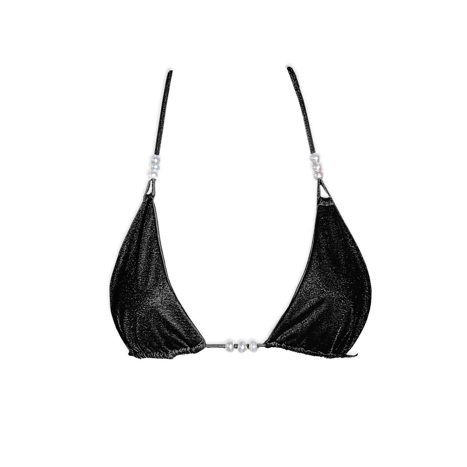 Women’s The Pearl Shimmer Triangle Bikini Top - Black Medium Inbodi Swim