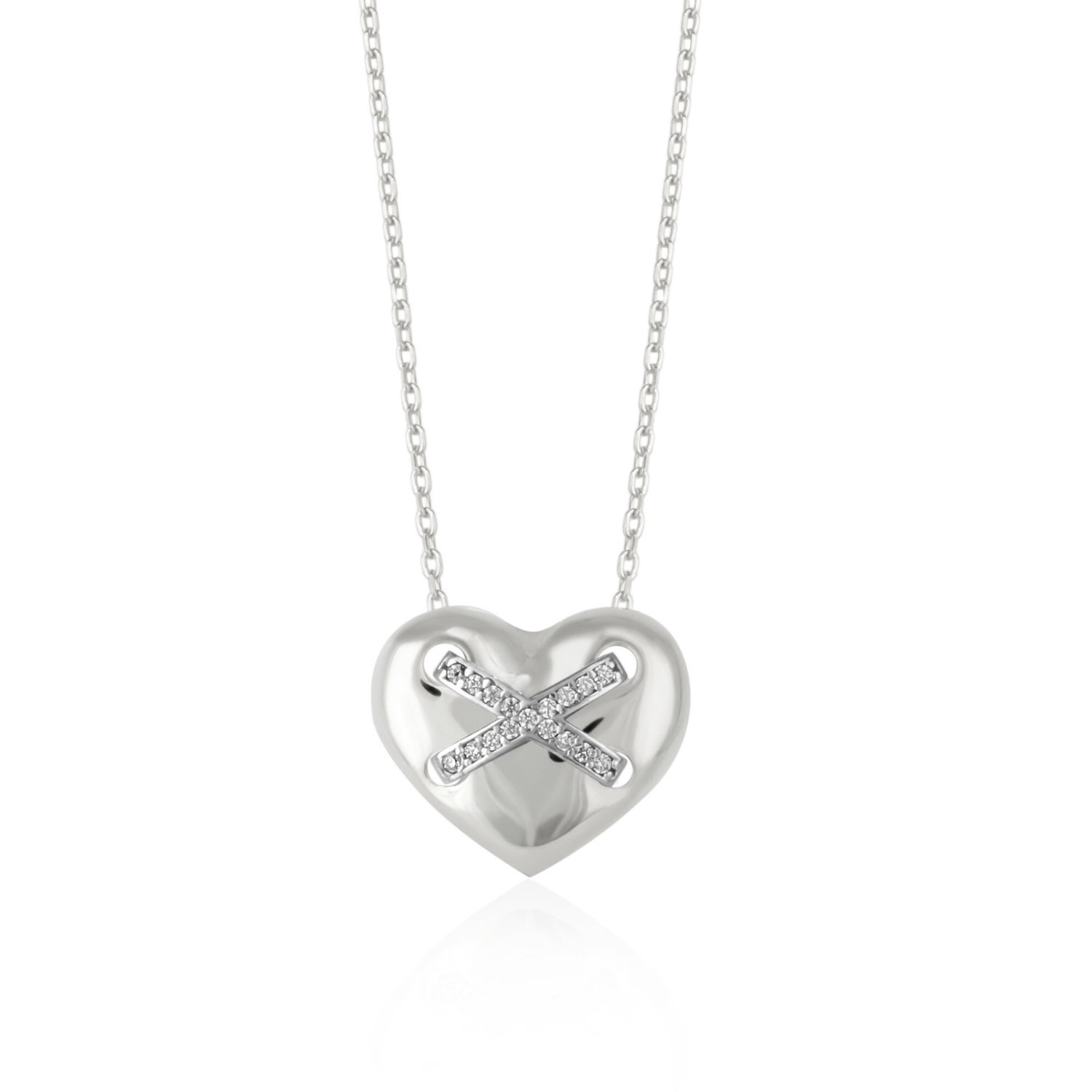 Women’s Heart X Necklace In Sterling Silver Gold Vermeil - Silver Spero London