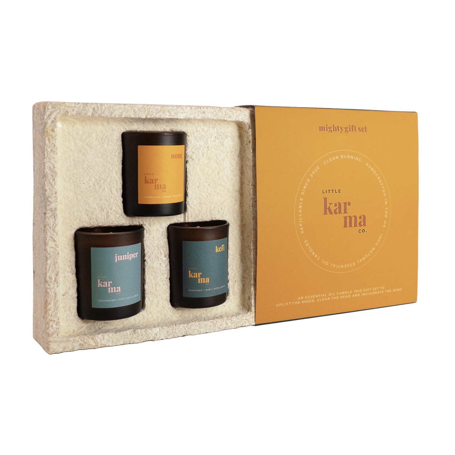 Little Karma Co. Ltd Yellow / Orange / Green Mighty Scented Candle Gift Set In Multi