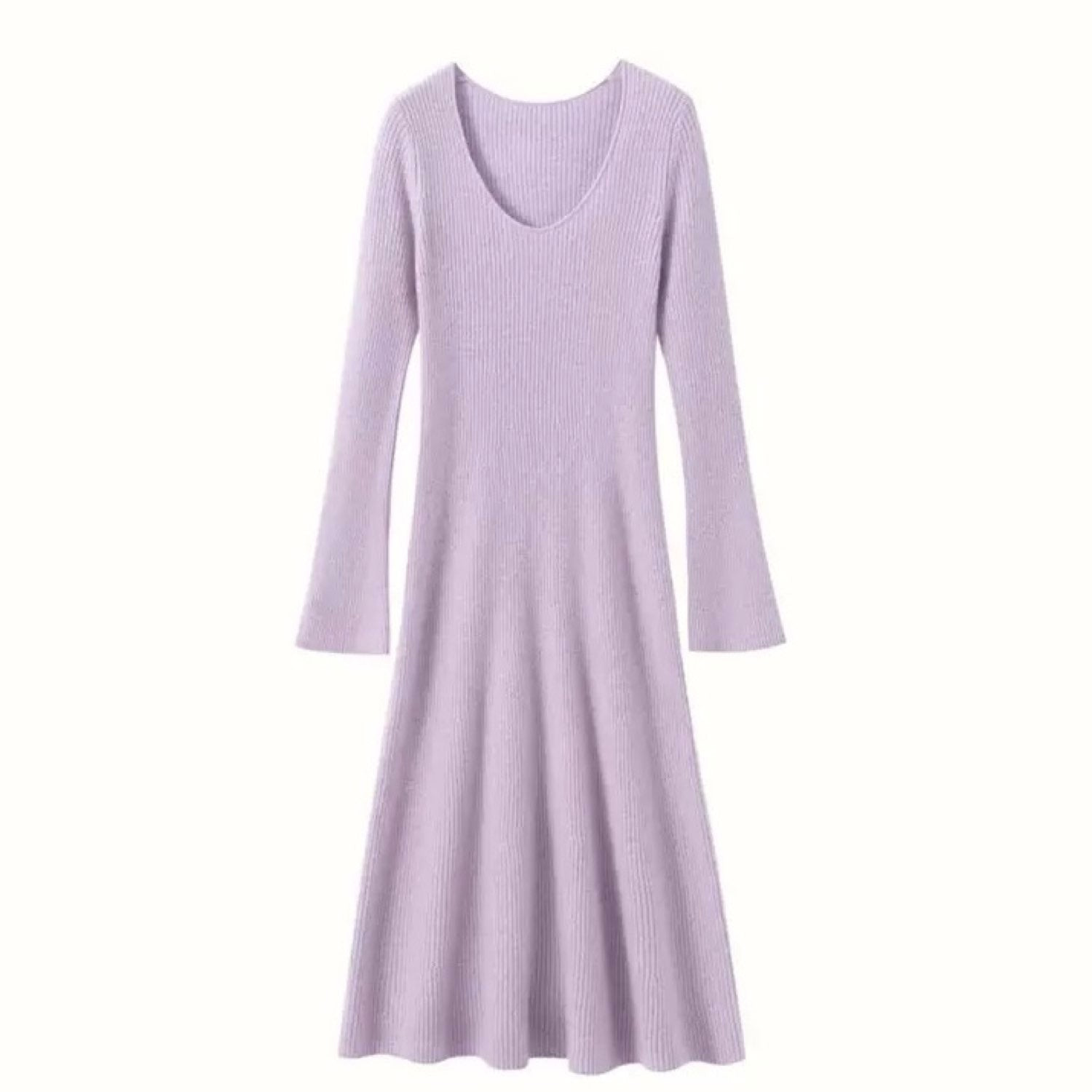 Women's Cashmere Slim-Fit Versatile Mid-Length Skirt & Stretch Sweater Dress Lavender Purple | Small | Wjy Studio London