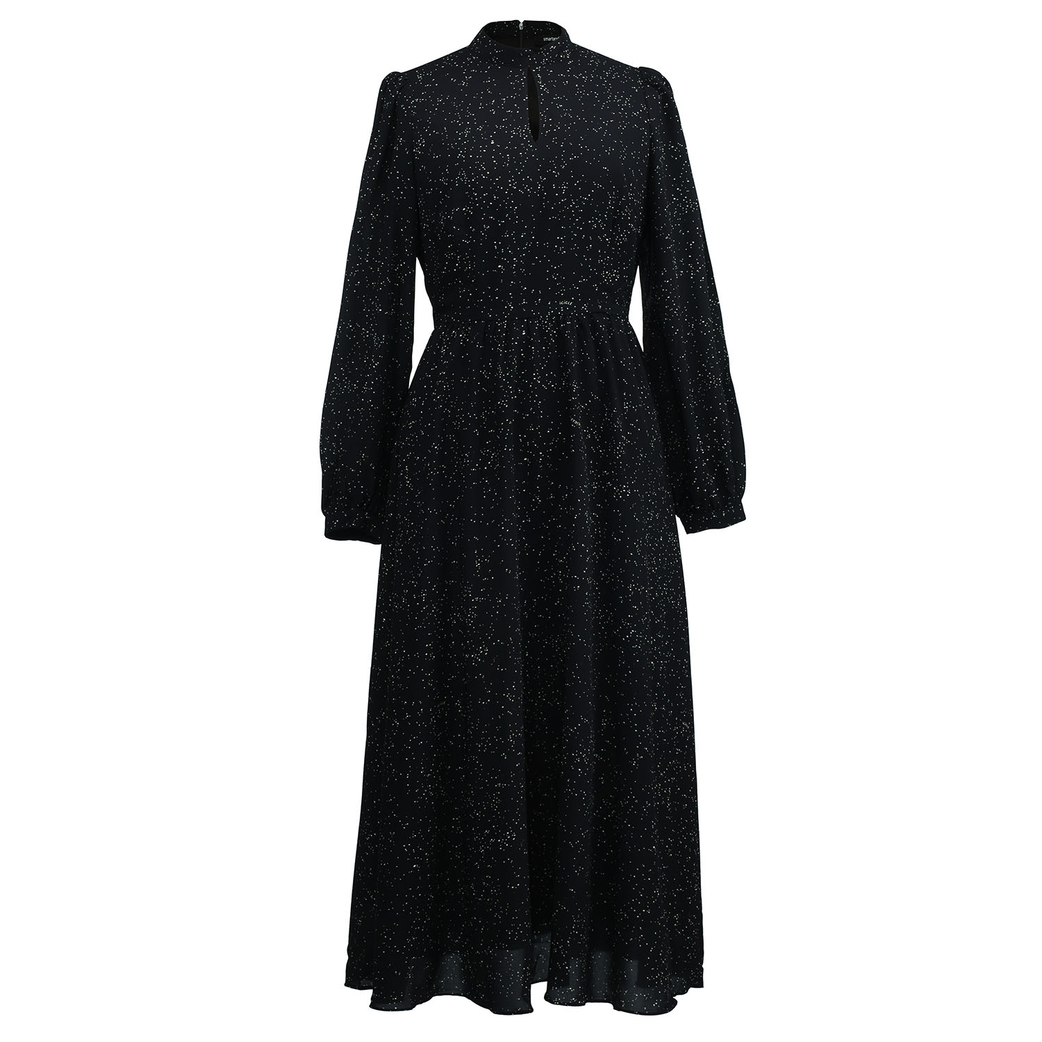 Smart And Joy Women's Black Keyhole Neckline Blouse Dress In Black