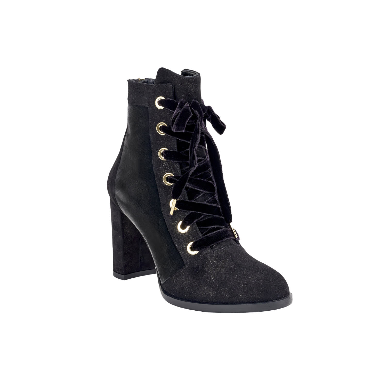 Moon D'elle Women's Black Cangiante Ankle Boots In Glossy Aria