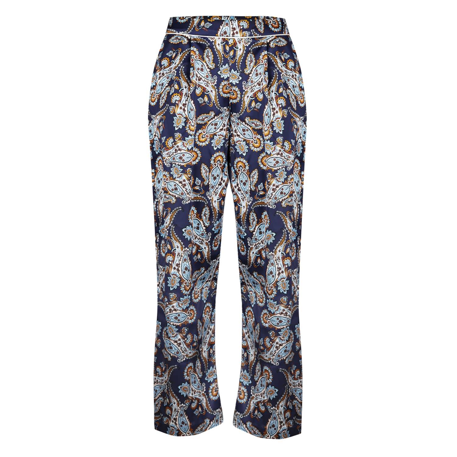 Oh!zuza Night&day Women's Blue / Brown Silk Pajama Trousers – Deep Navy Paisley In Multi