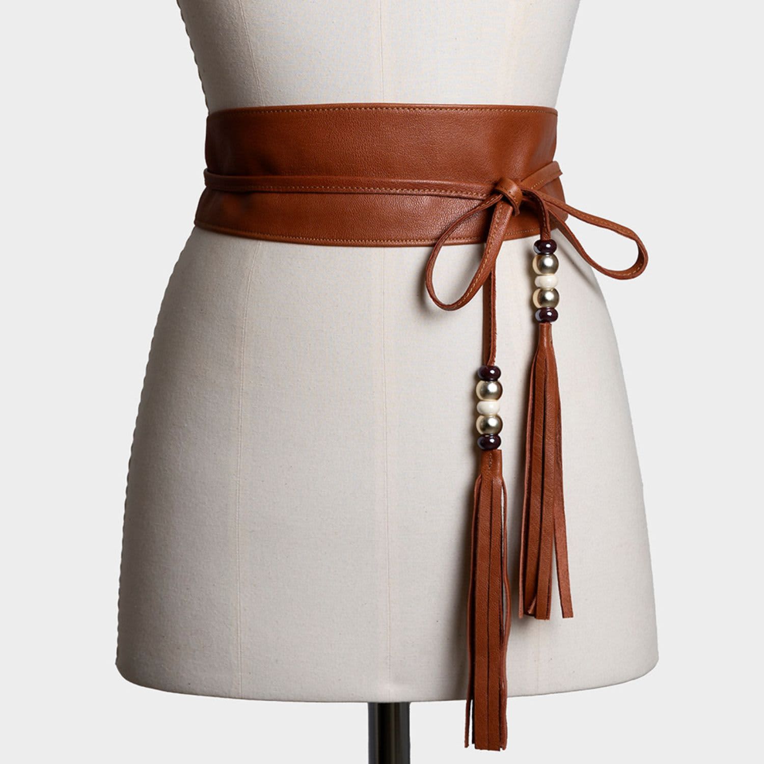 4428 Obi Belt For Women – Wide Waist In Faux Leather, Mica- Light Brown Brown Leather Belt Buckle Belt Obi Sash Tie Wrap Corset  main image 2