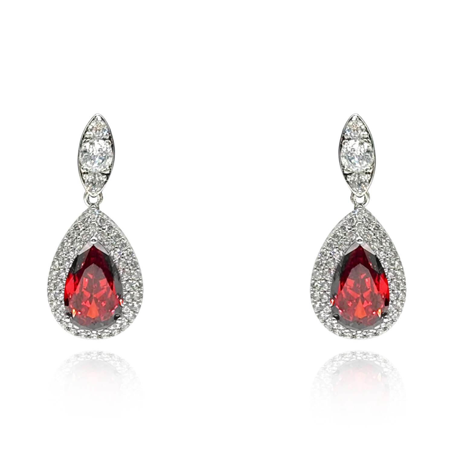 Michael Nash Jewelry Women's Red Ruby And Diamond Cubic Zirconium Pear-shaped Clip-on Drops In Red