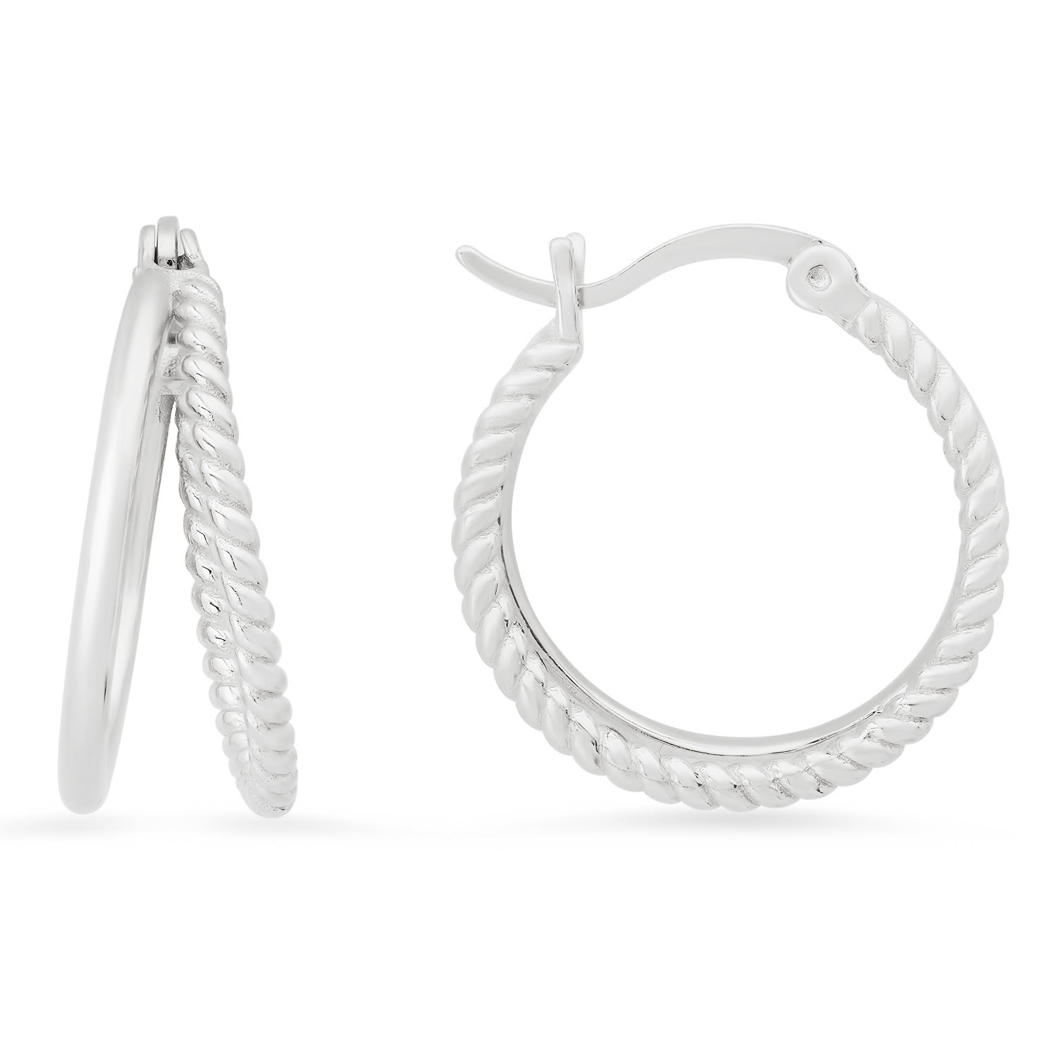 Kylie Harper Women's Sterling Silver Twisted Rope Double Hoop Earrings