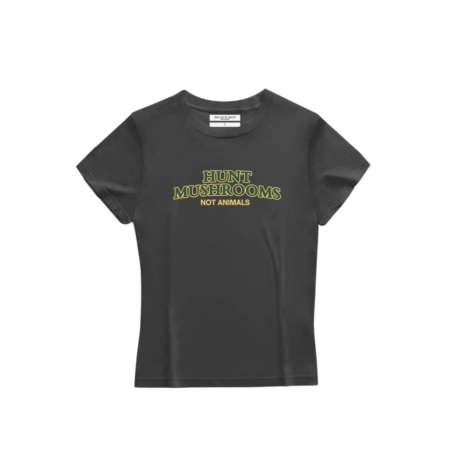 Dont Eat The Homies Women's Black Hunt Mushrooms Baby Tee In Black