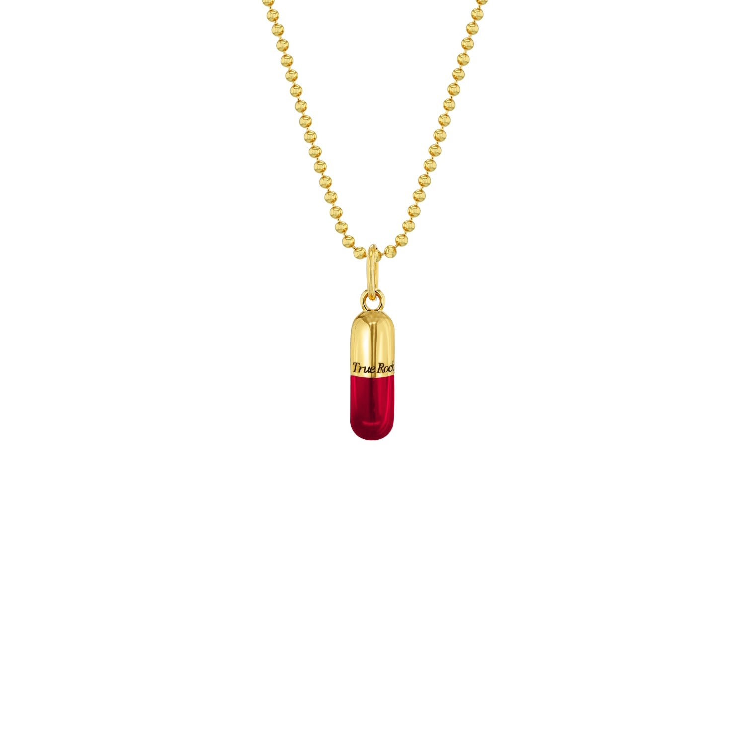 True Rocks Men's Gold / Red Small Pill Pendant 18kt Gold-plated & Red Enamel In Gold