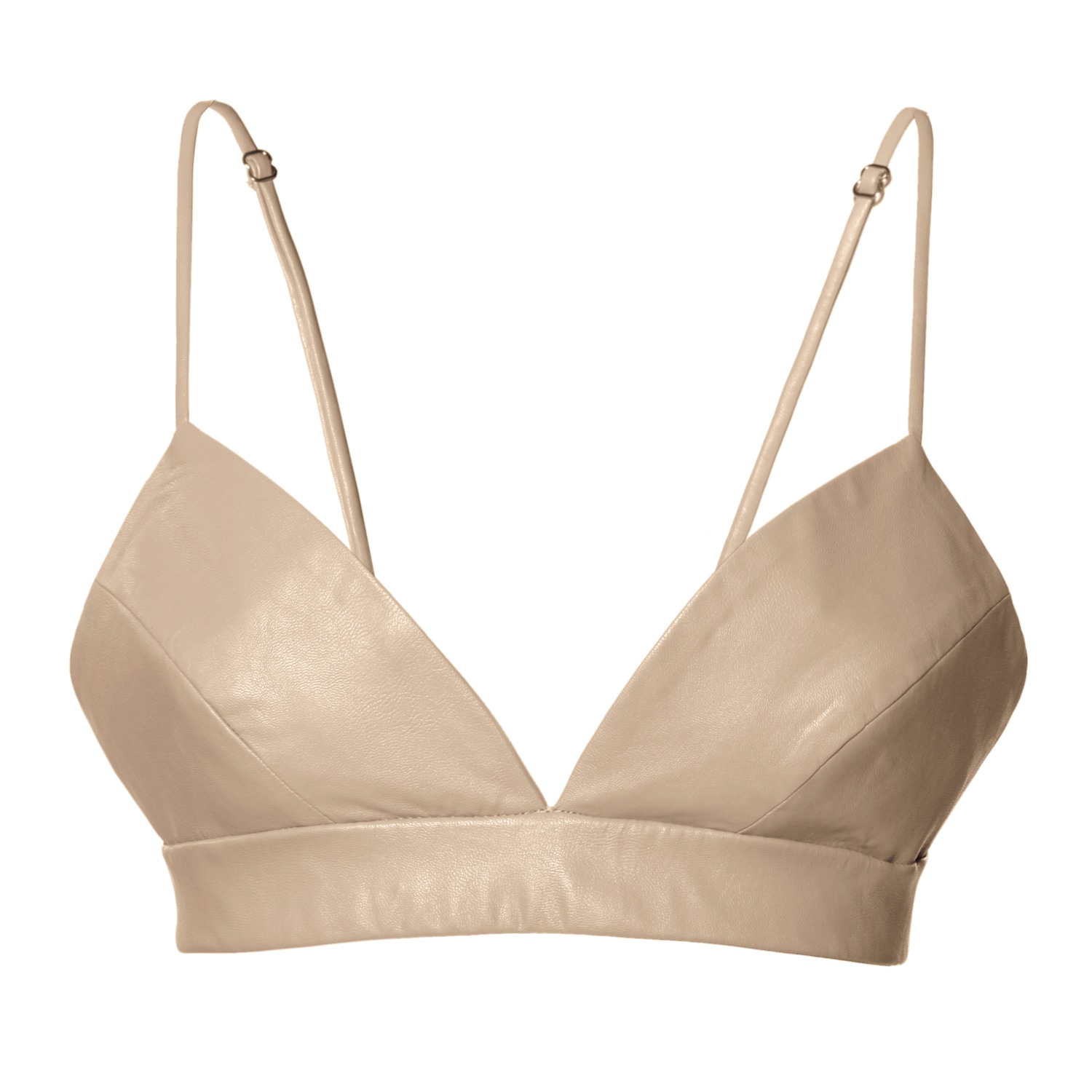 Aggi By Halewski Women's Neutrals Asha Cool Beige Vegan Leather Bralette In Beige/black