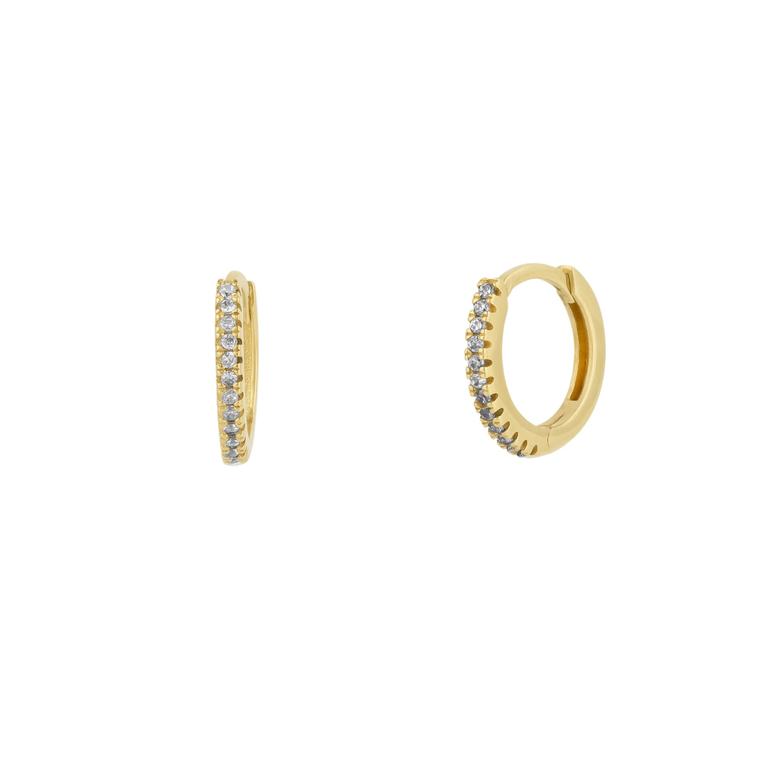 Spero London Women's Fine Classic Pave Hoop Earrings 14ct Solid Gold