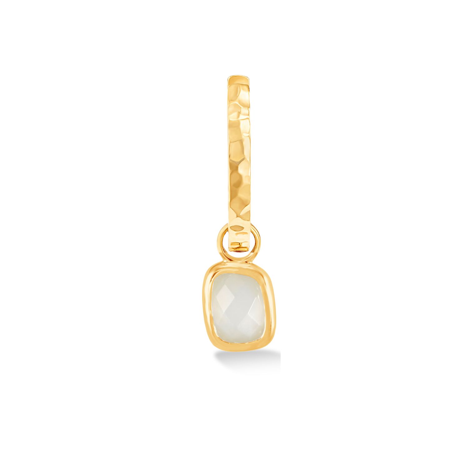 Dower & Hall Men Single Hoop With Moonstone Drop Earring In Gold Vermeil In Gold