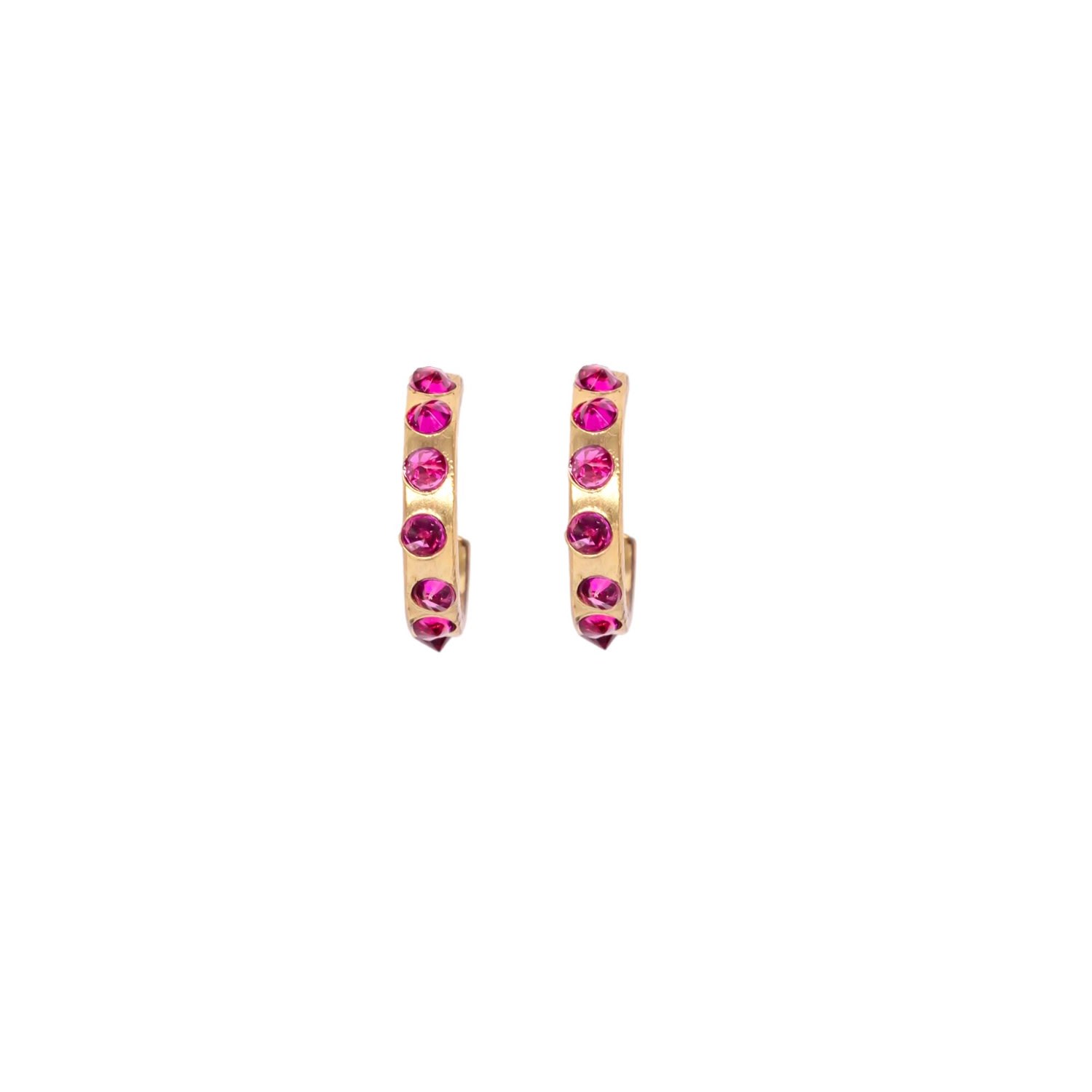 Women’s Rainbow Brights Inverted Ruby Gold Hoop Earrings Lily Flo Jewellery