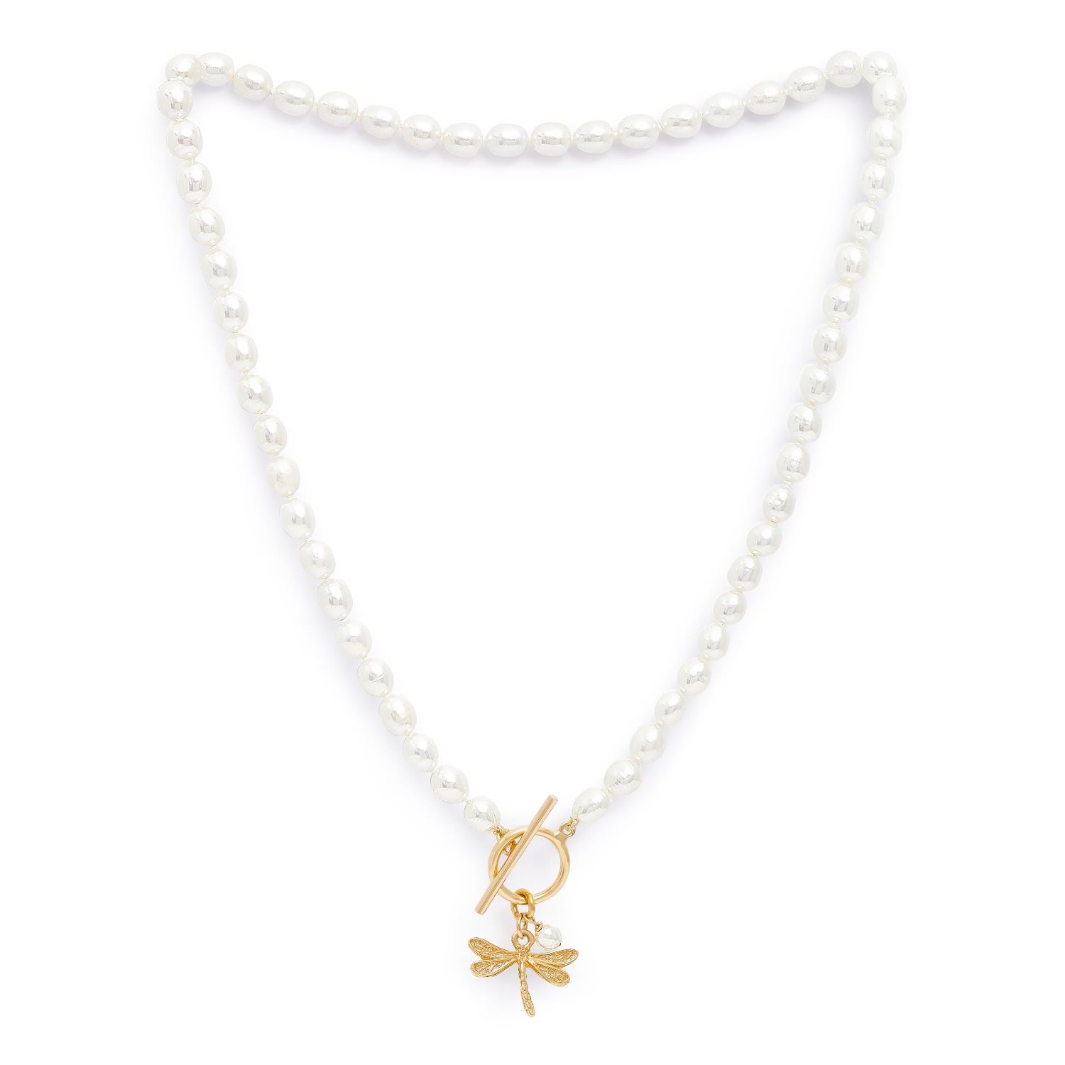 Women’s Gold / White Vita Cultured Freshwater Pearls Necklace With Gold Dragonfly Pearls of the Orient Online