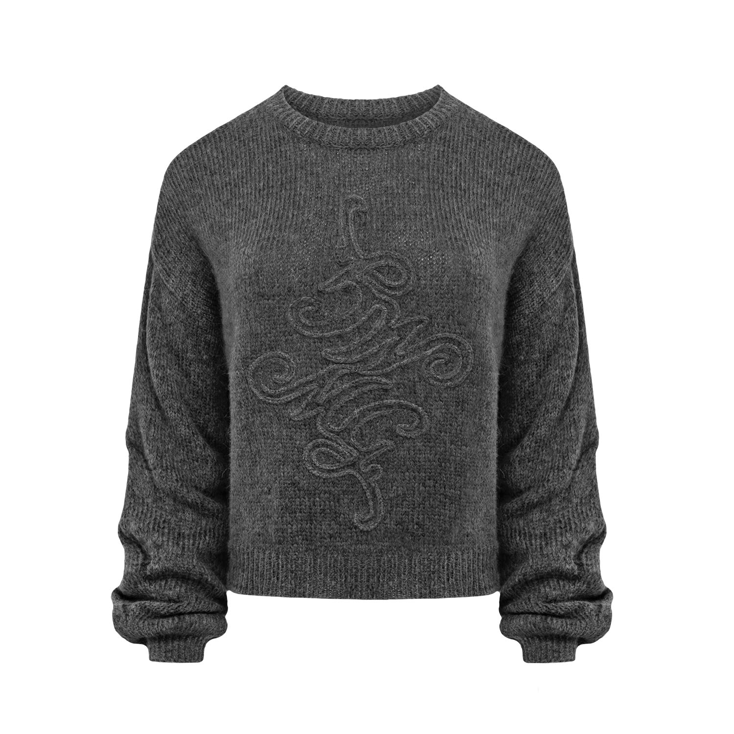 Mandragora Women's Grey Wool And Baby Alpaca Sweater In Steel Colour With Logo - Vero In Grey