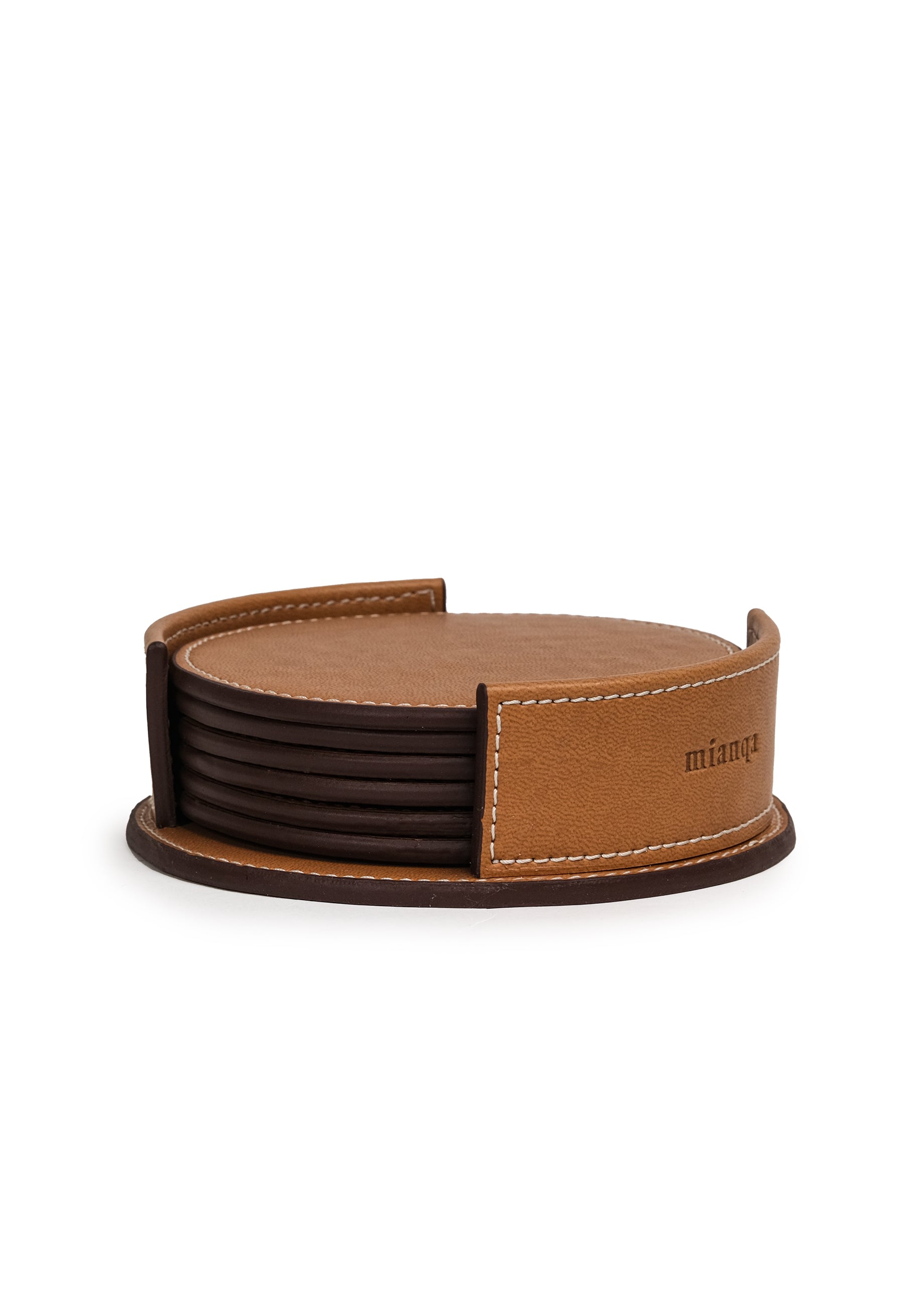 Neutrals / Brown Vegan Apple Leather Coaster Camel Mianqa