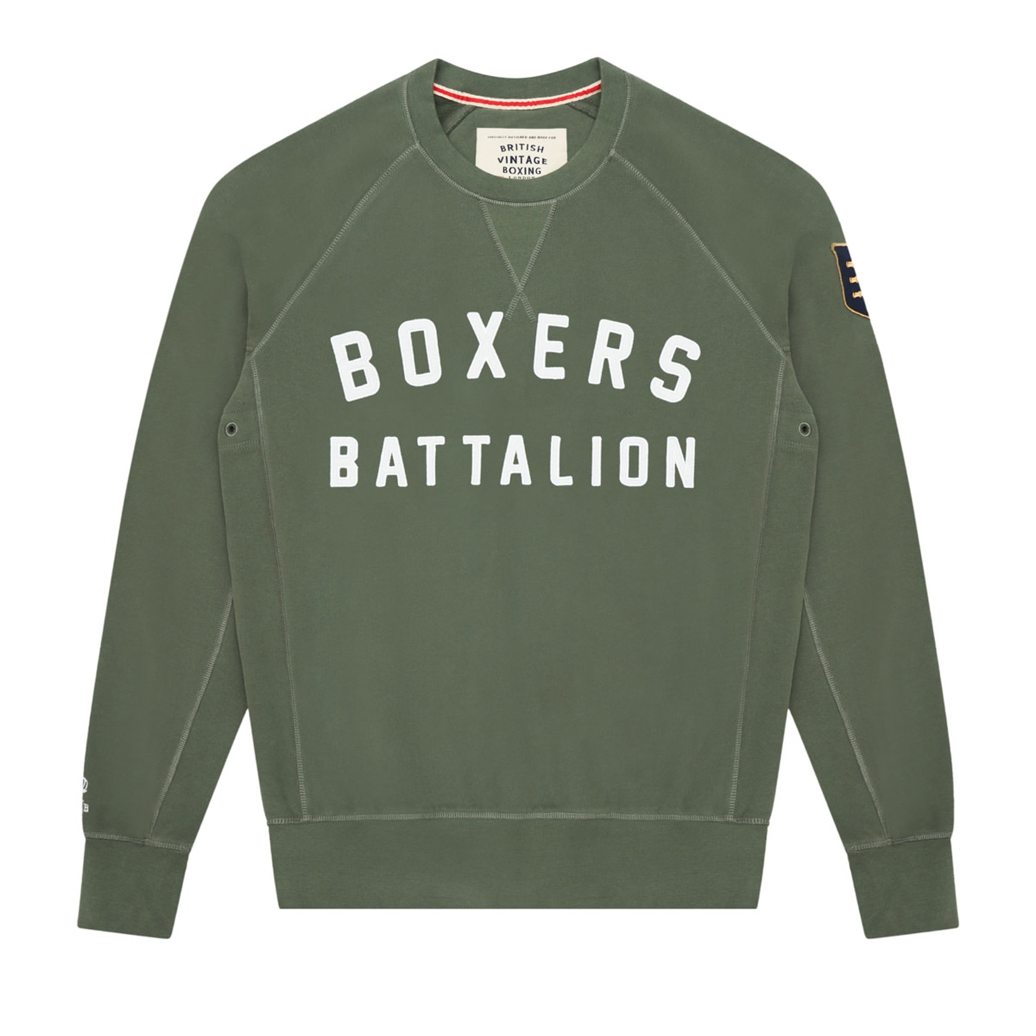 Green Boxers Battalion Appliqué Crewneck Sweatshirt XXL British Vintage Boxing