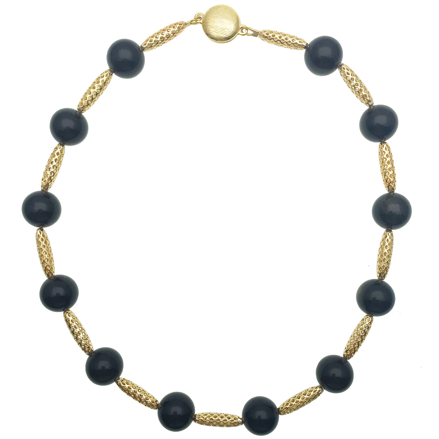 Women’s Gold / Black Black Tiger Eyes Mesh Short Necklace Farra