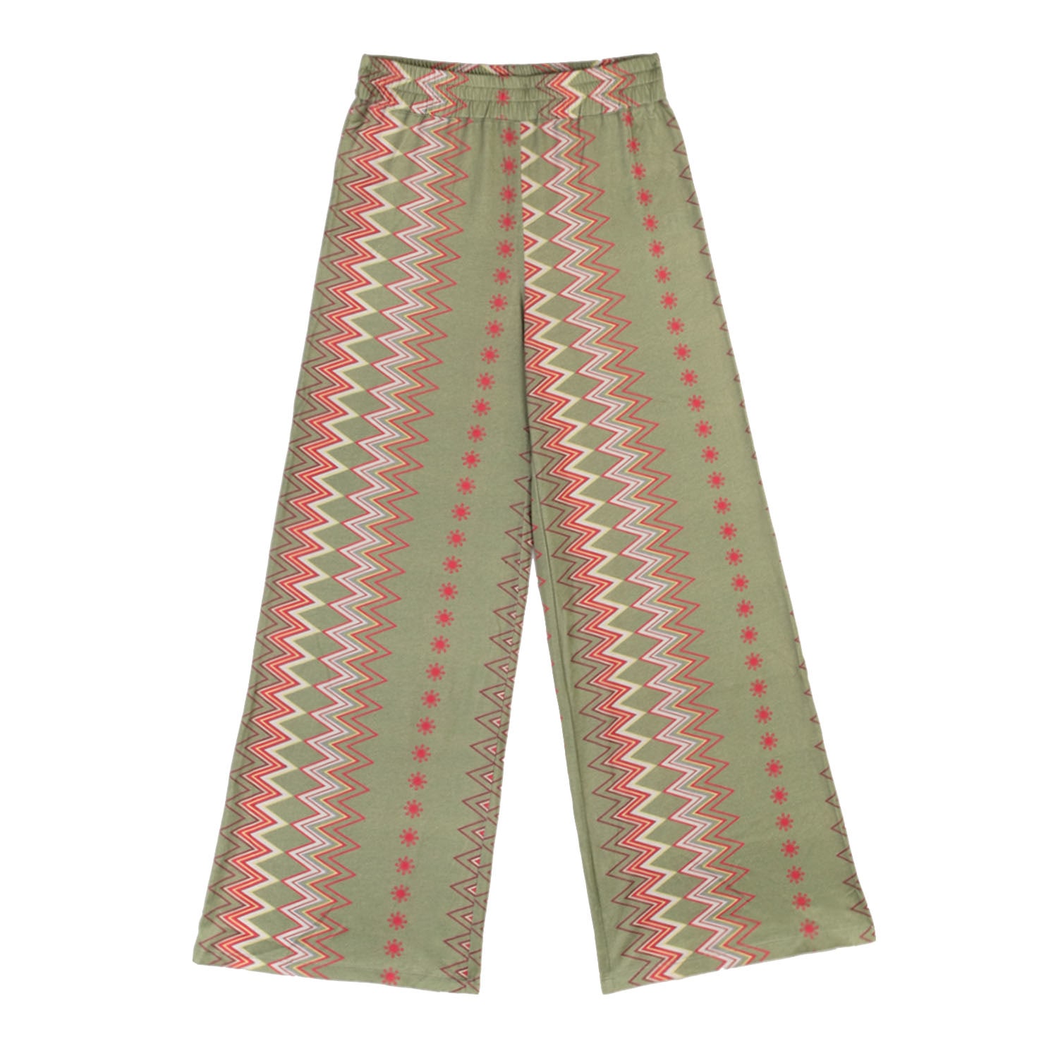 Women’s Green Unisex Wide-Leg Cotton Lounge Pants With Geometric Print Small Iniqual