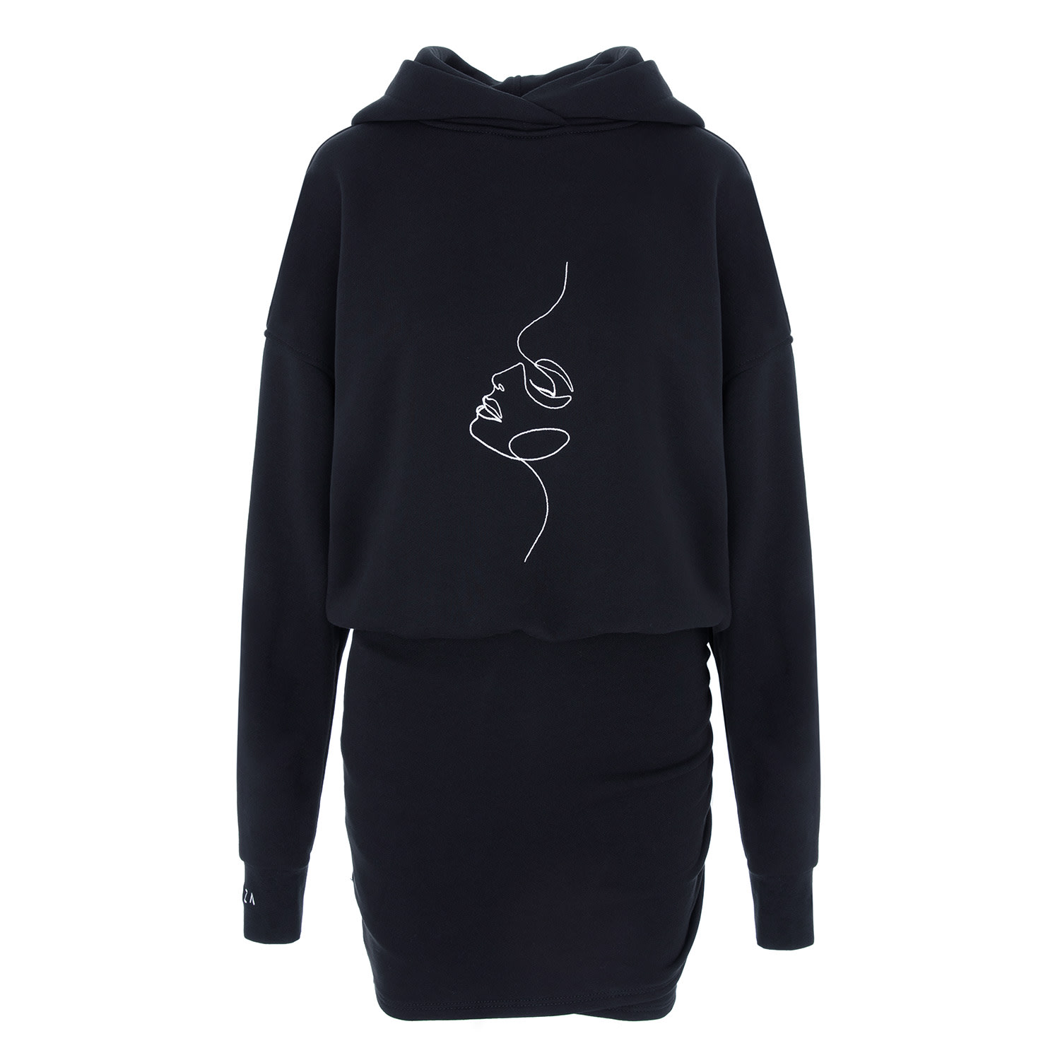 Luna Embroidered Women’s Black Hoodie Dress Extra Small Hamza