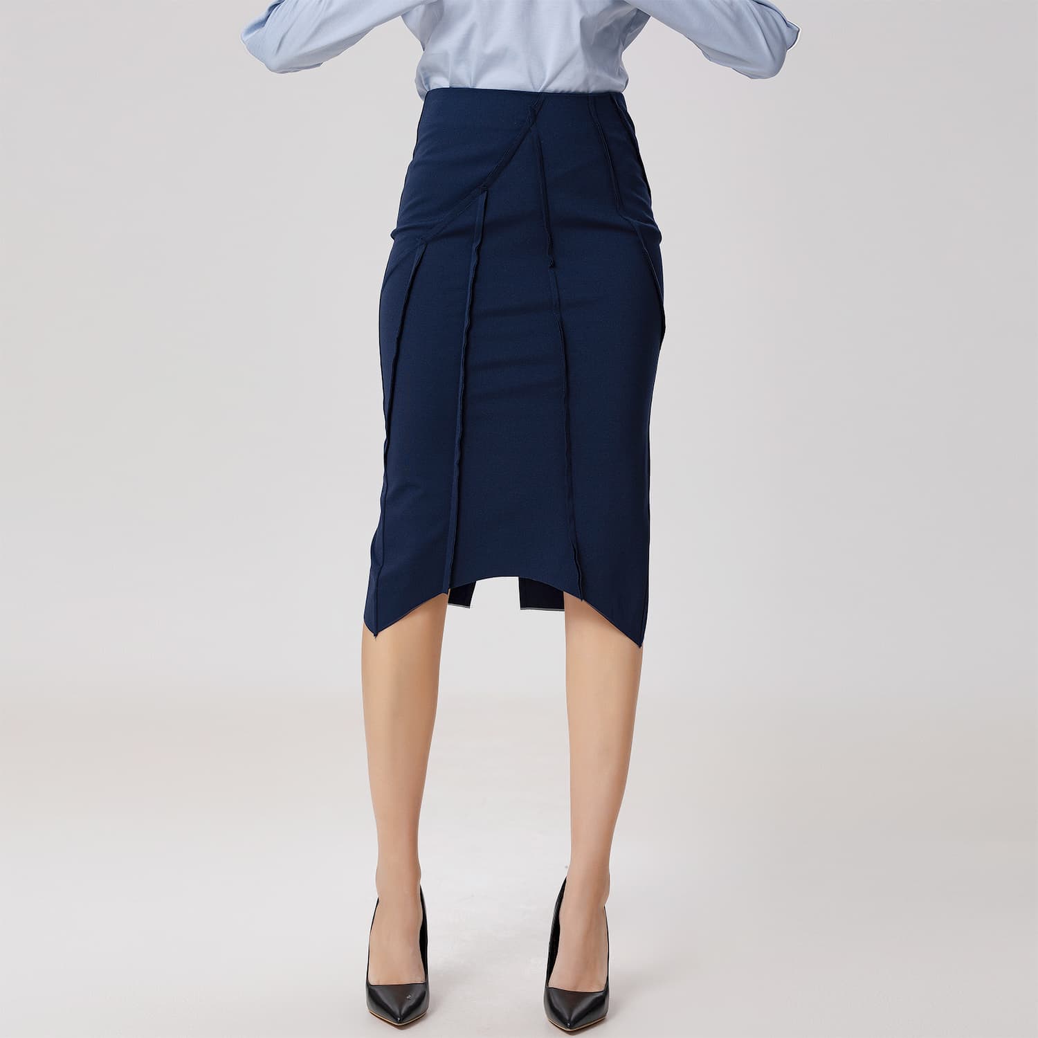 Asymmetric Structural Lines Skirt - Navy | Smart and Joy
