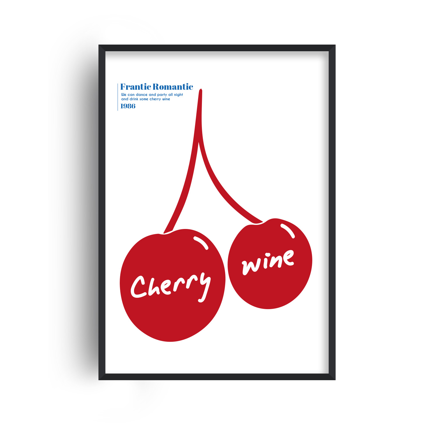 Red / Blue Cherry Wine Kitchen 1980’S Inspired Retro Gicle Art Print A2 A2 420 X 594Mm Fanclub