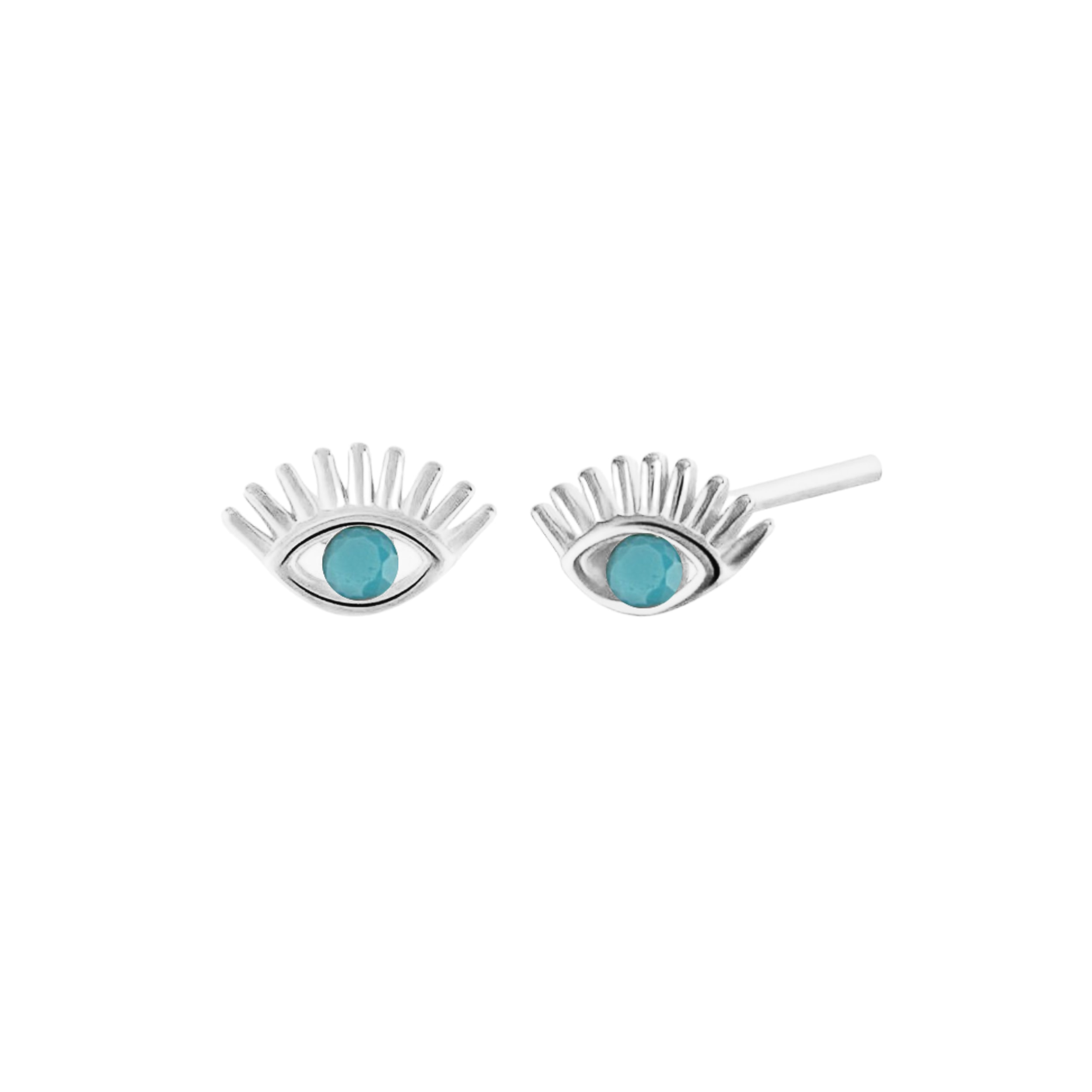 Spero London Women's Turquoise Bleu Eye Stud Earring Sterling Silver - Silver In Silver