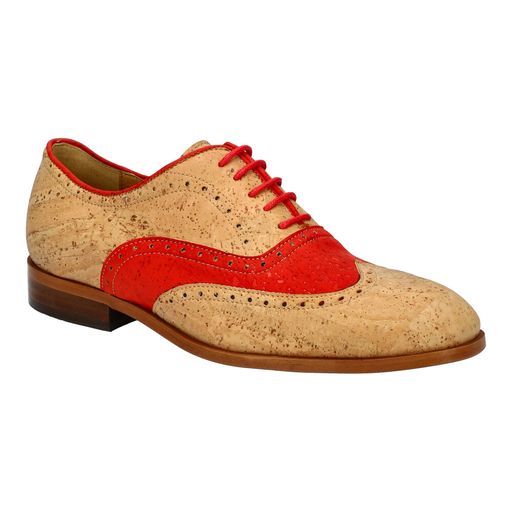 Ocelot Market Neutrals / Red Women's Natural Cork Brogue With Red Accents In Red