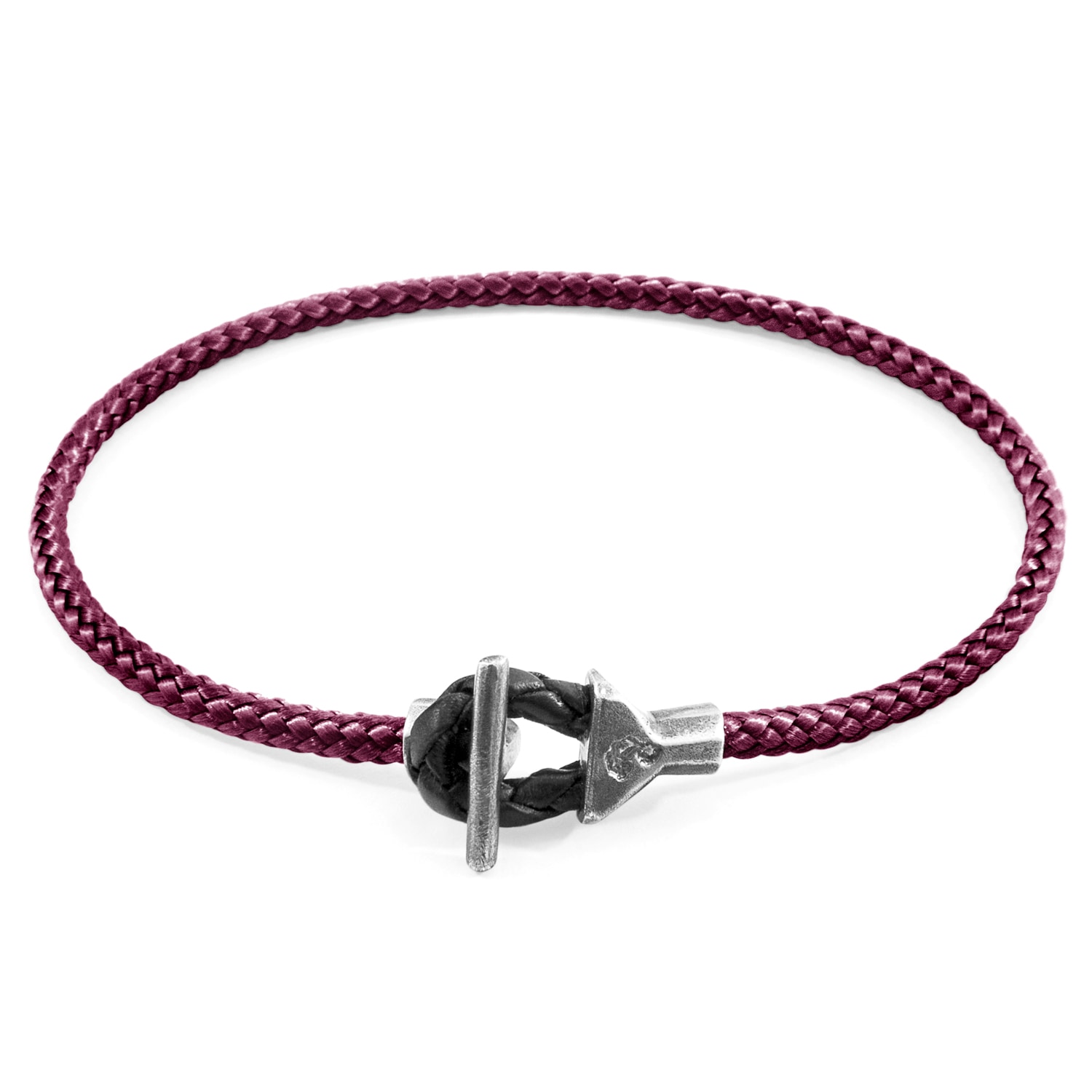 Anchor & Crew Men's Aubergine Purple Cullen Silver & Rope Bracelet In Purple