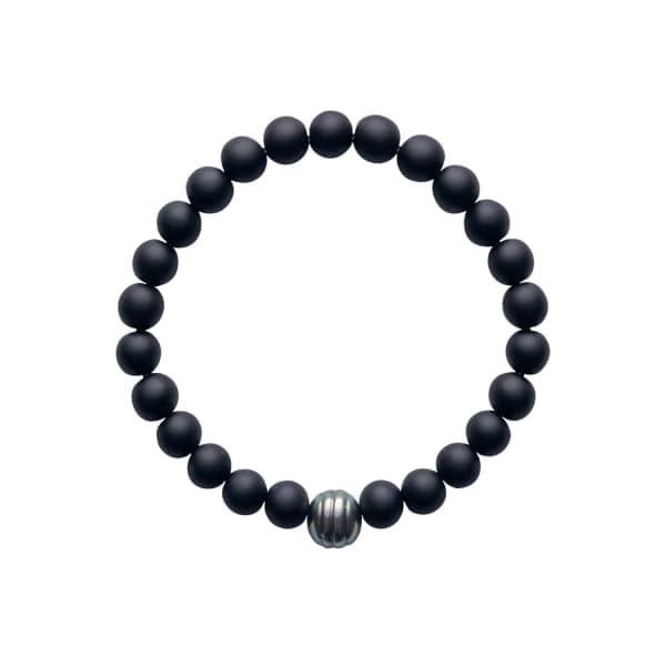 Ora Pearls Aro Men's Circled Tahitian Pearl & Matt Onyx Bracelet