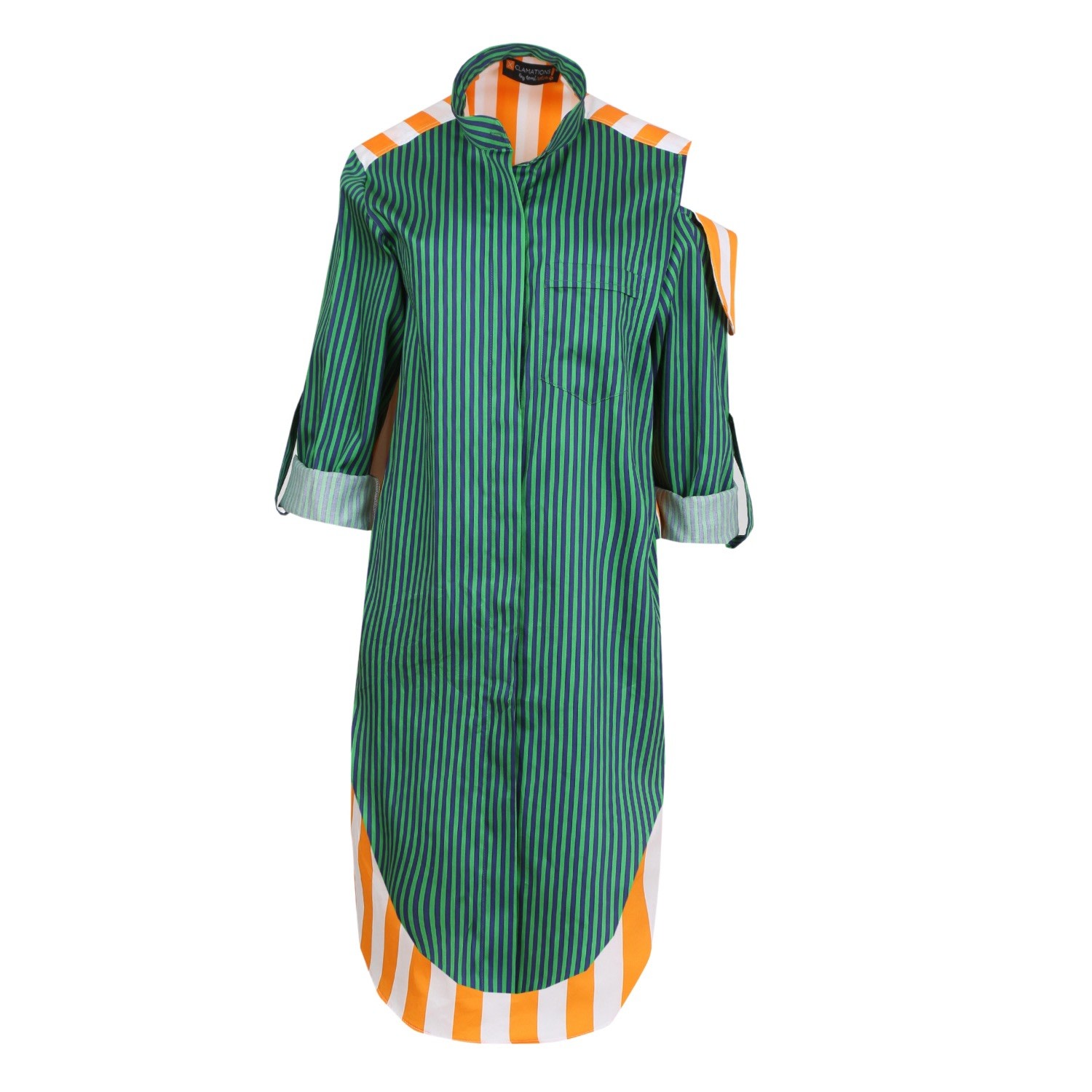 Xclamations Uk Women's Titi Tunic  - Green And Mustard Stripes In Green