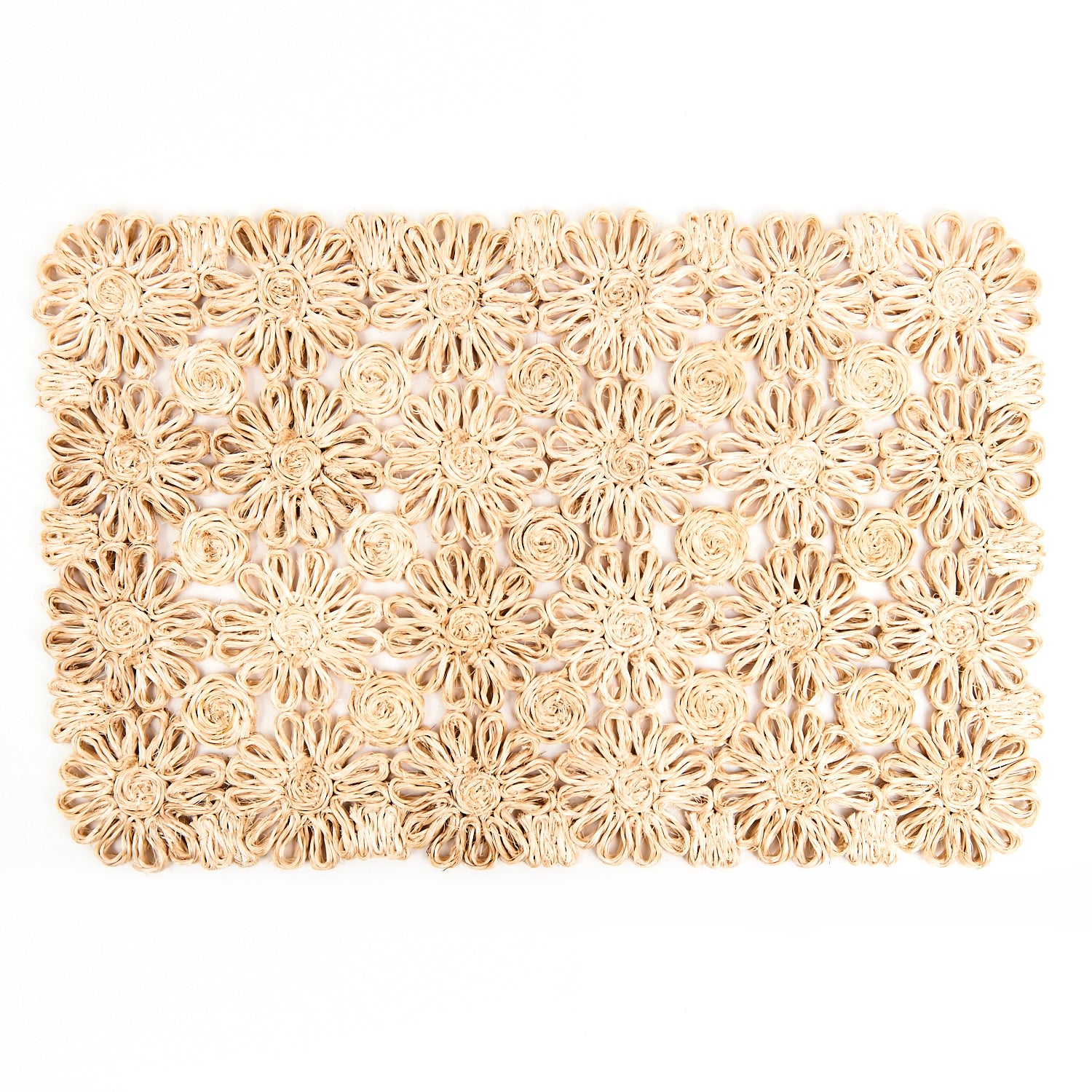 Kubo Neutrals Fleur Woven Abaca Placemats, Set Of 2