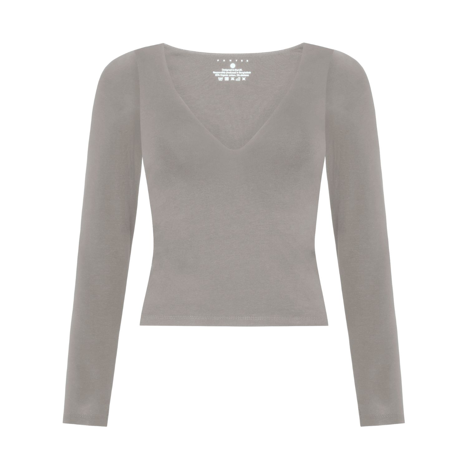 Not Basics Women's Green Organic Cotton V-neck Long Sleeve T-shirt, Sage Grey In Green