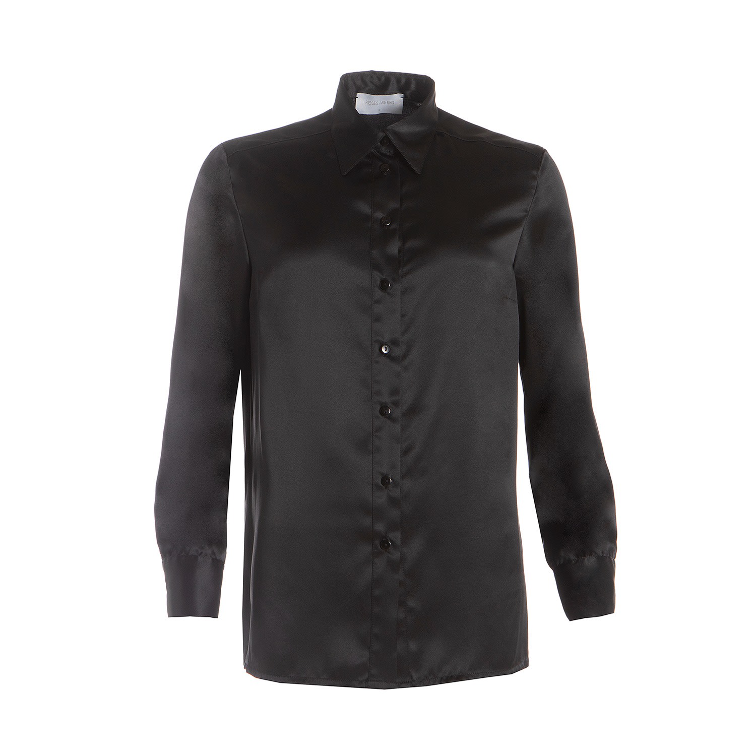 Women’s The Silk Shirt In Black Small Roses are Red