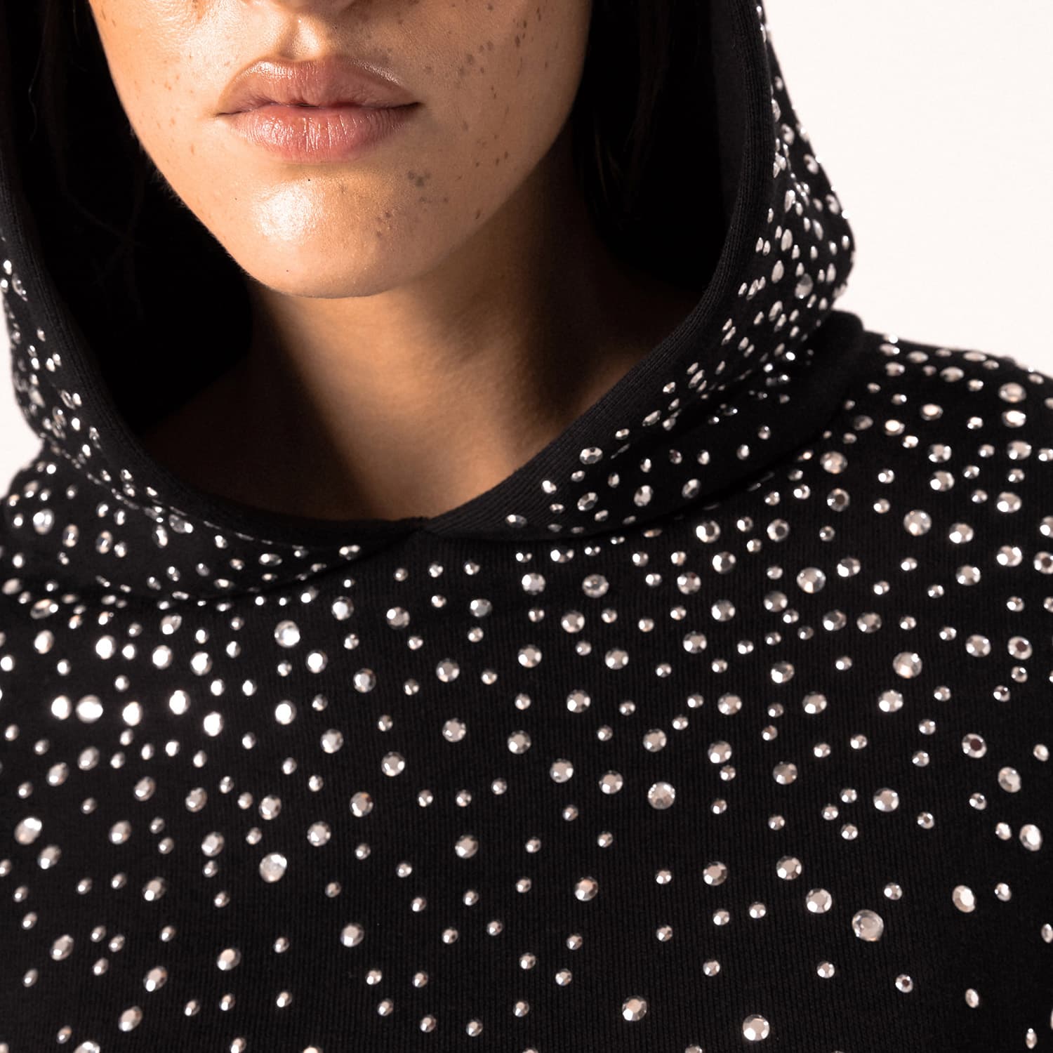 Logo-Print Crystal-Embellished Cotton-Jersey Hoodie