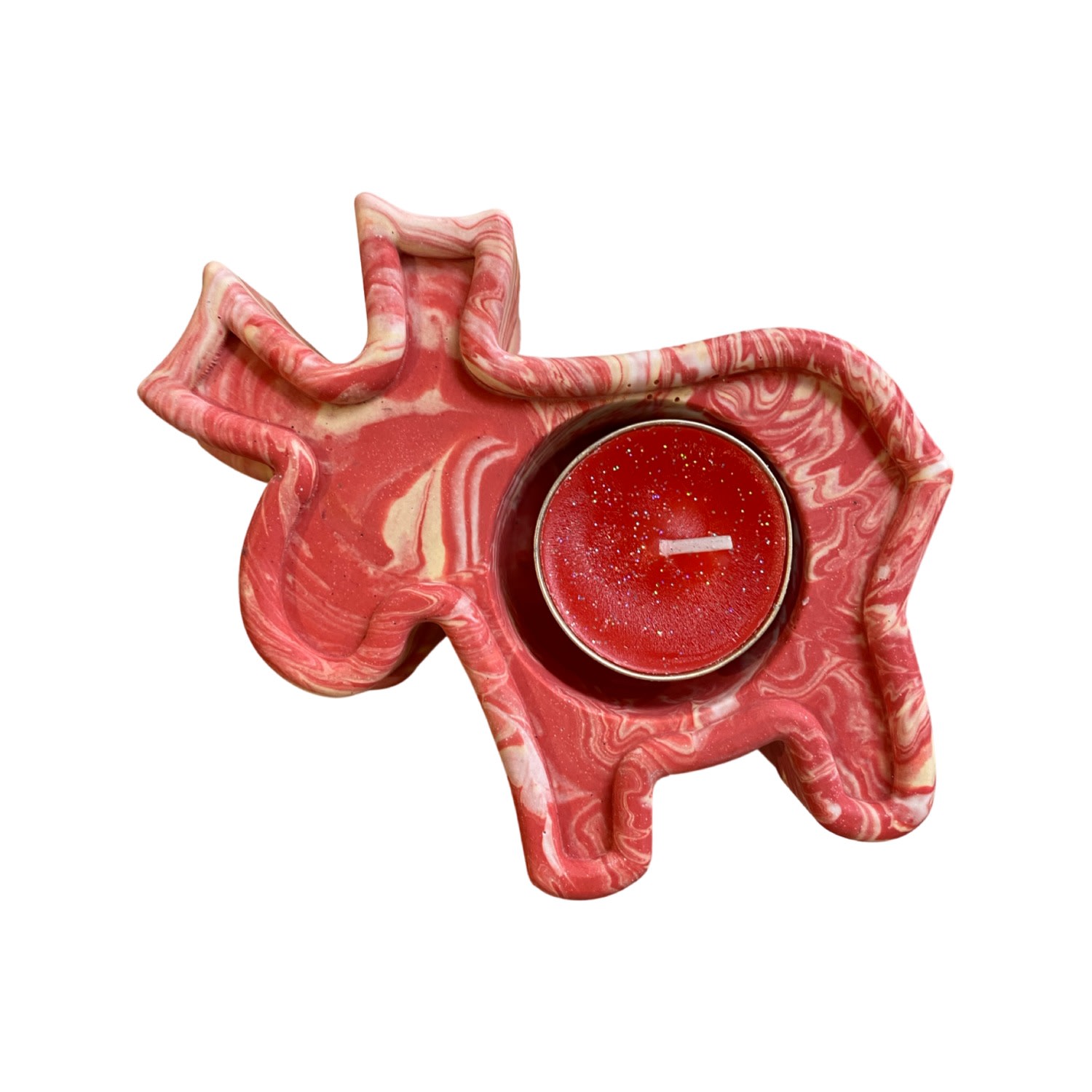 By Shax Large Reindeer Tealight Holder - Red In Red