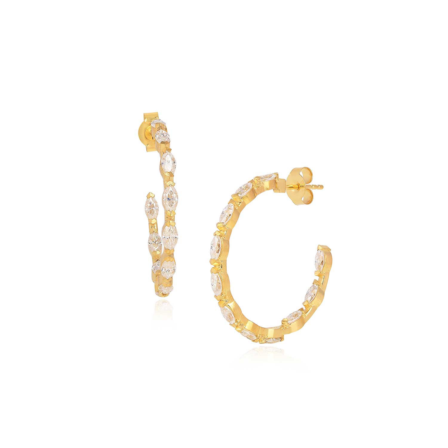 Moon London Women's Epic Sparkling Medium Gold Vermeil Hoops In Gold