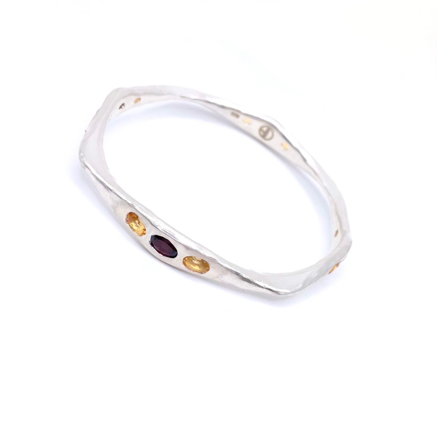 Women’s Silver / Red / Yellow Victoria -Twelve Gemstone Red Garnet, Orange Citrine Bangle Amy Delson Jewelry