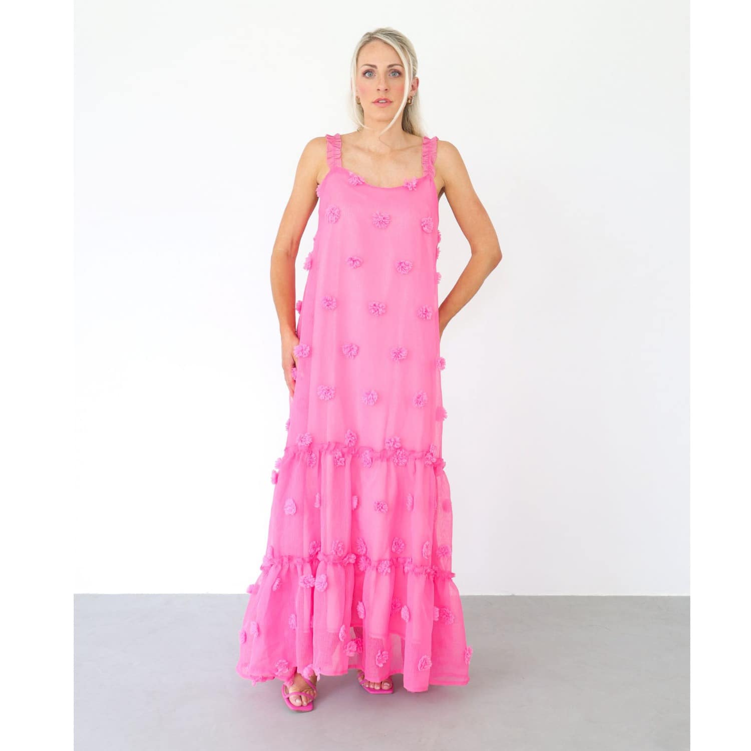 Layered Maxi Flowy Dress Pink | AMAANALUX | Wolf & Badger