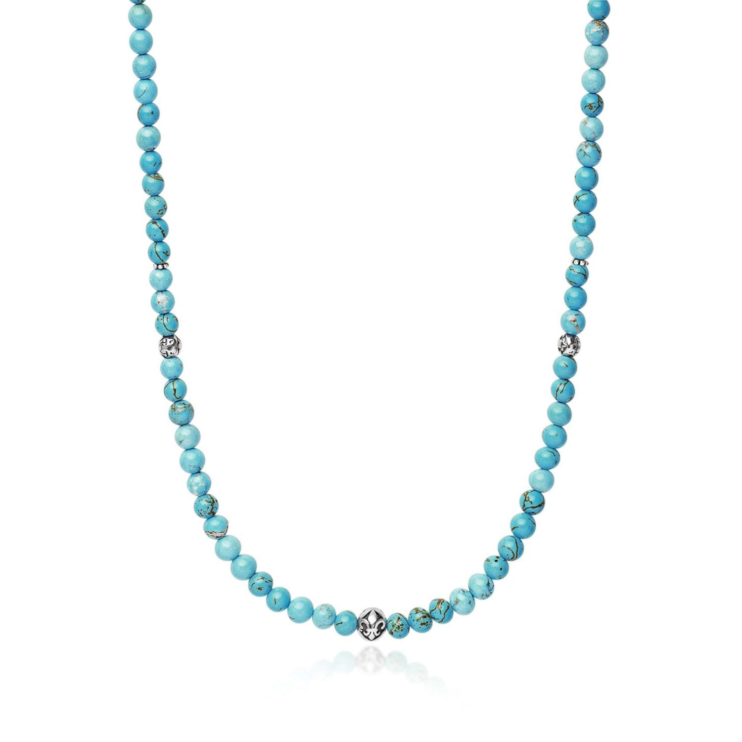 Nialaya Men's Green / Blue Beaded Necklace With Turquoise And Silver