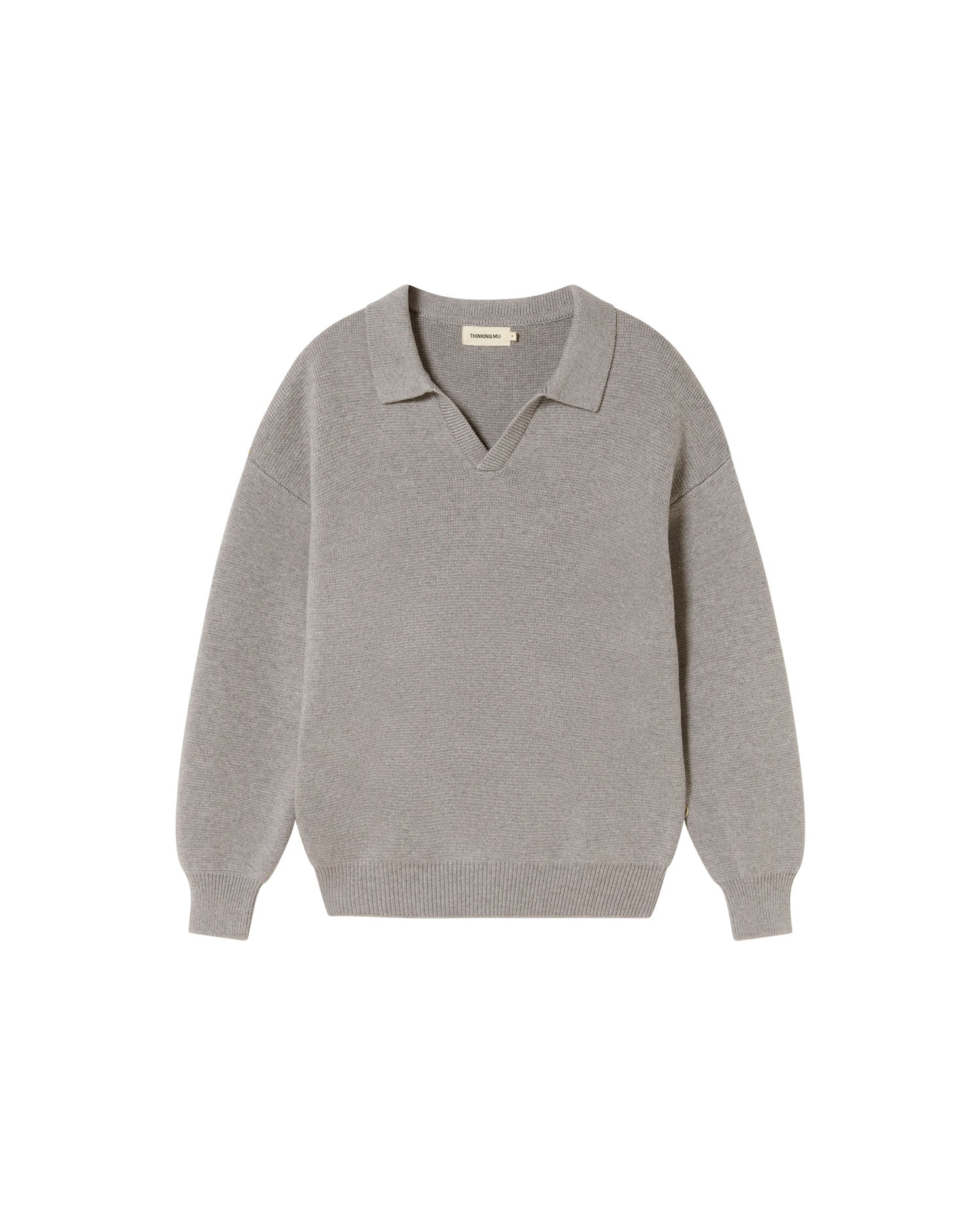 THINKING MU MEN'S GREY WOOL ARITZ SWEATER