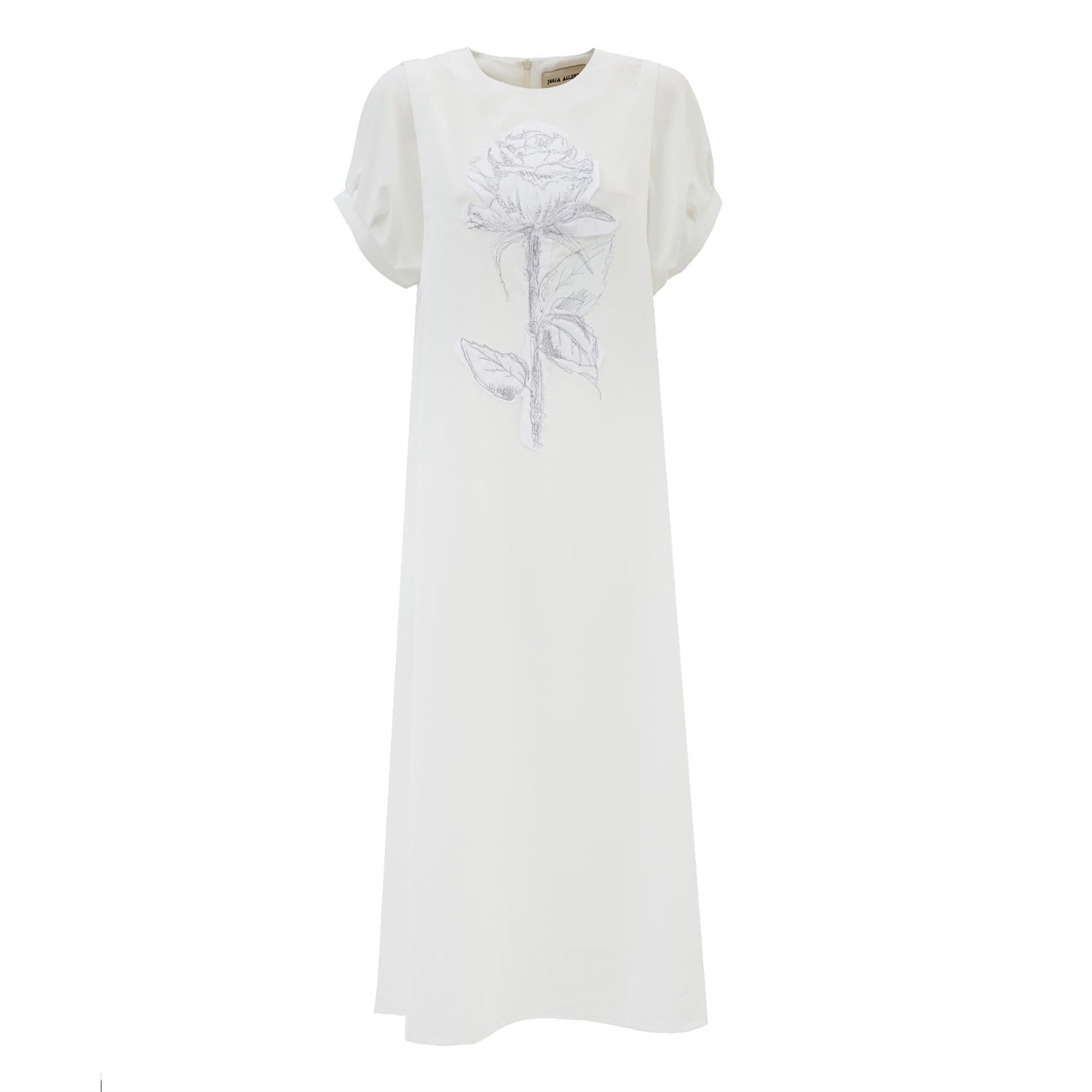 Women’s Embroidered Viscose Midi Dress White Large Julia Allert