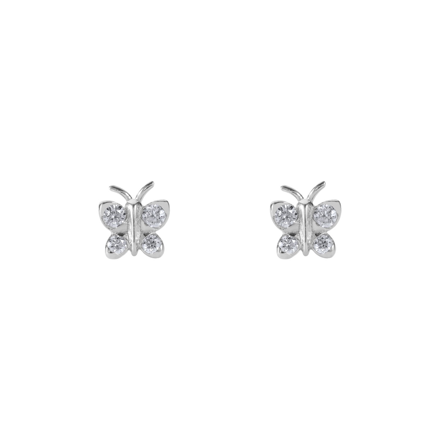 Bloomtine | Earth Angel Hq Women's Enchanting Flutterfly™ Sterling Silver Butterfly Studs In Silver